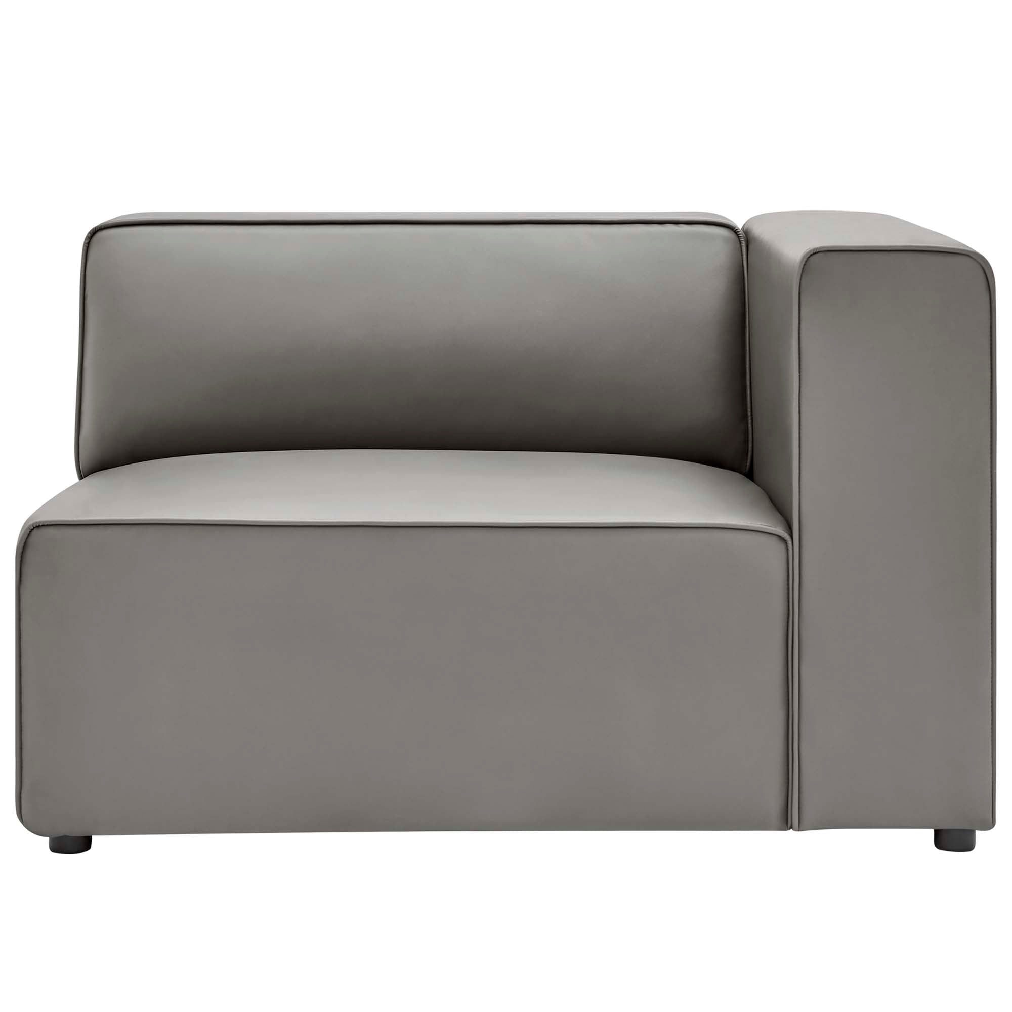 Mingle Vegan Leather Right-Arm Chair, Gray