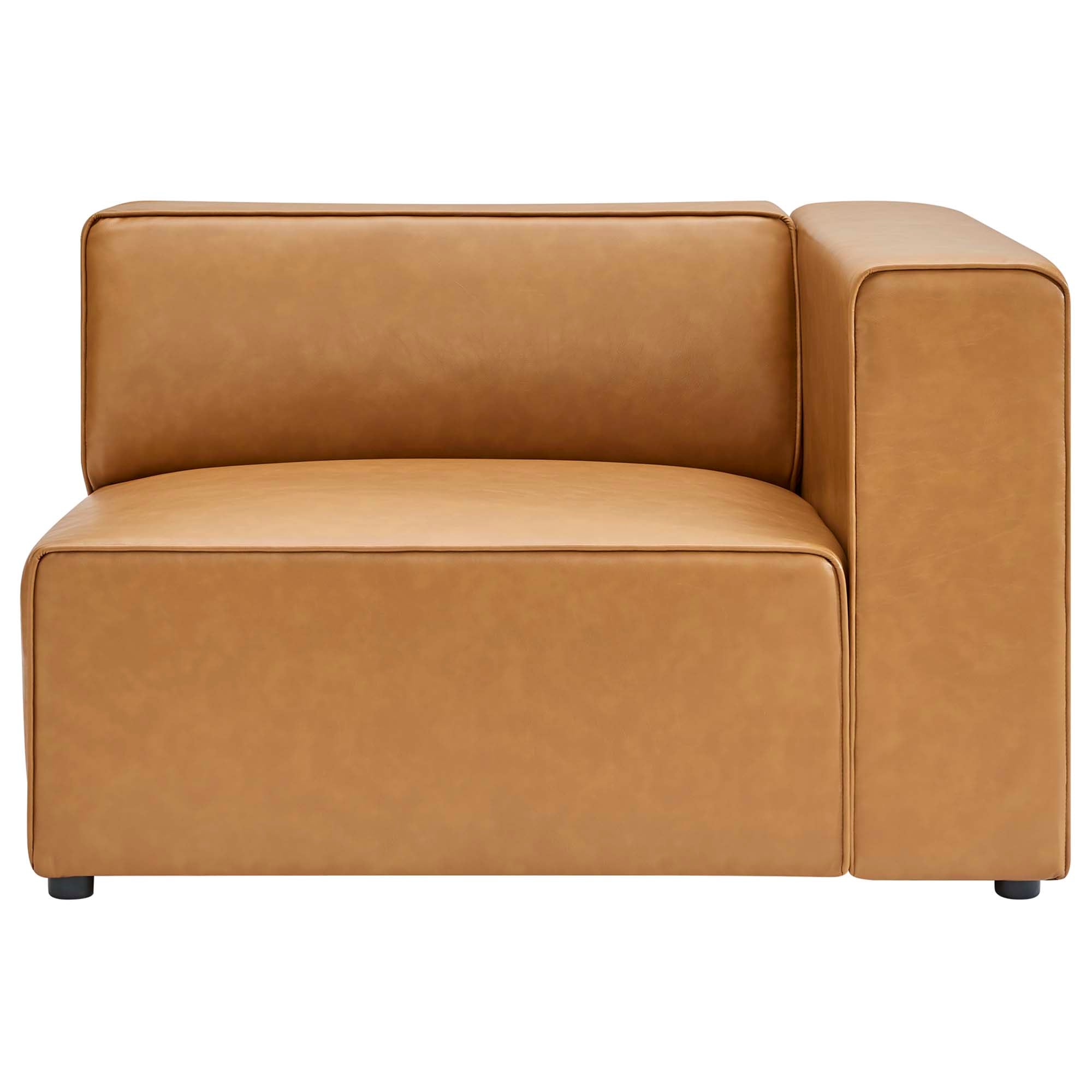 Mingle Vegan Leather Right-Arm Chair, Tan