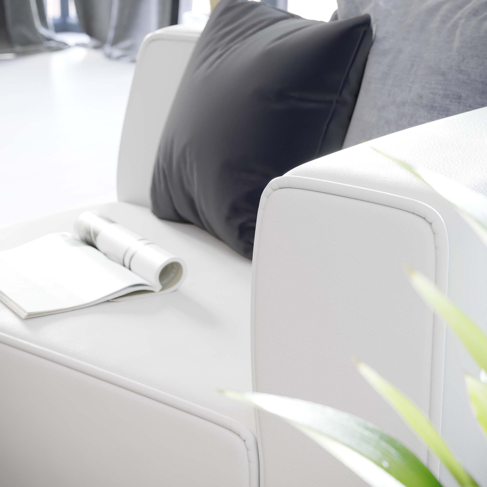 Mingle Vegan Leather Right-Arm Chair, White