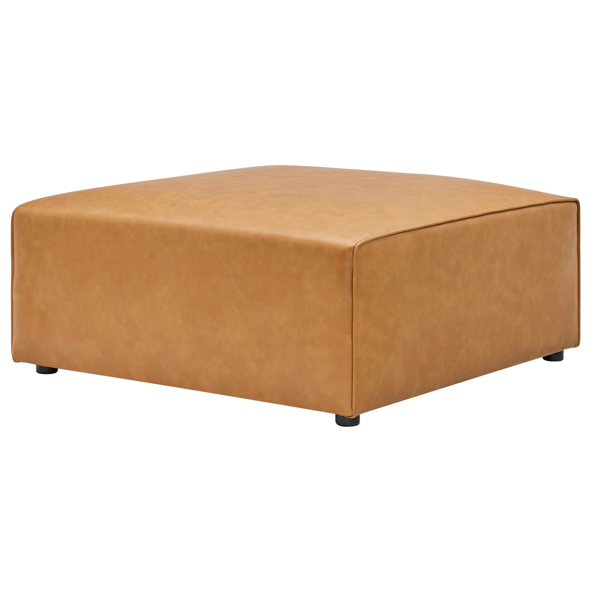 Mingle Vegan Leather Ottoman, Tan