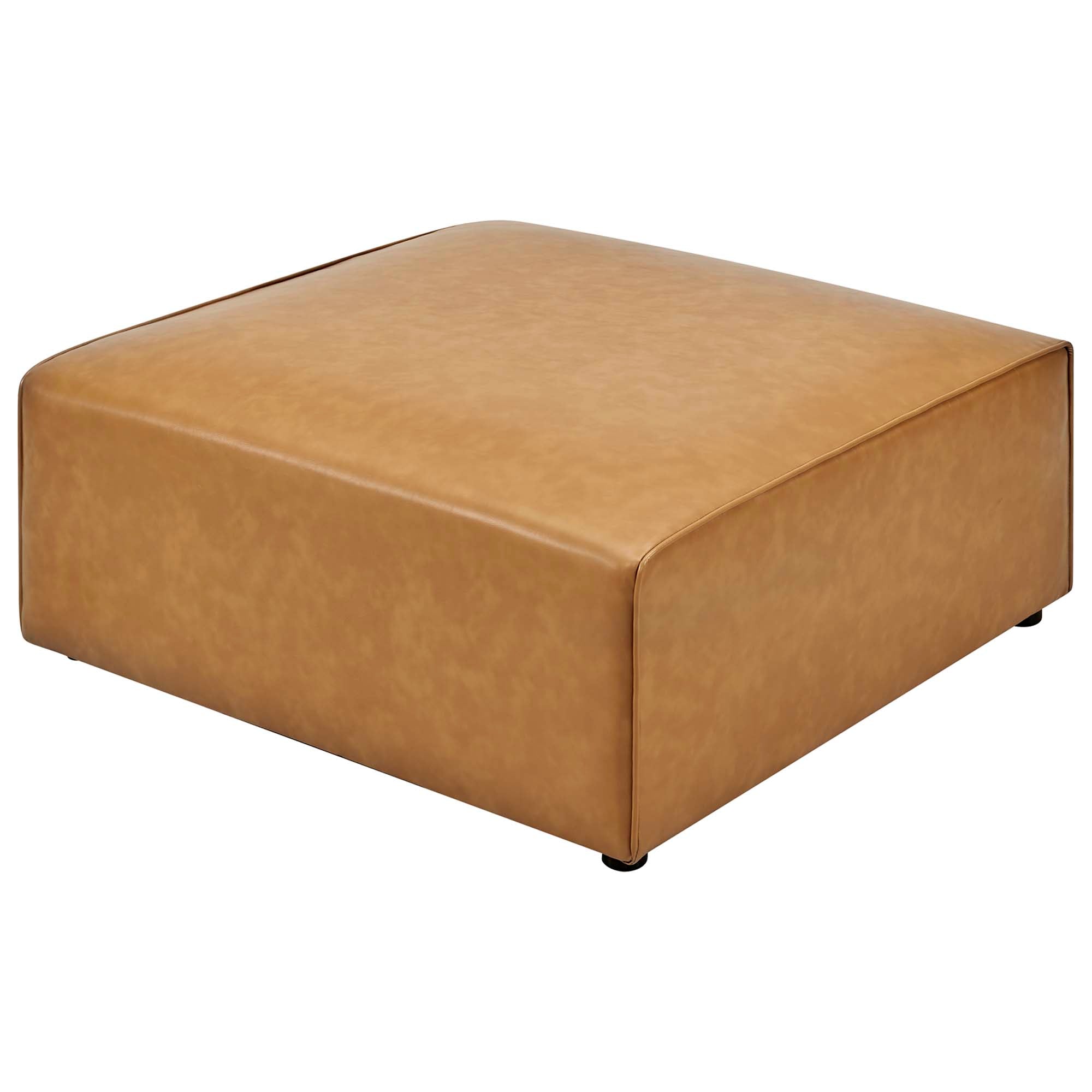 Mingle Vegan Leather Ottoman, Tan
