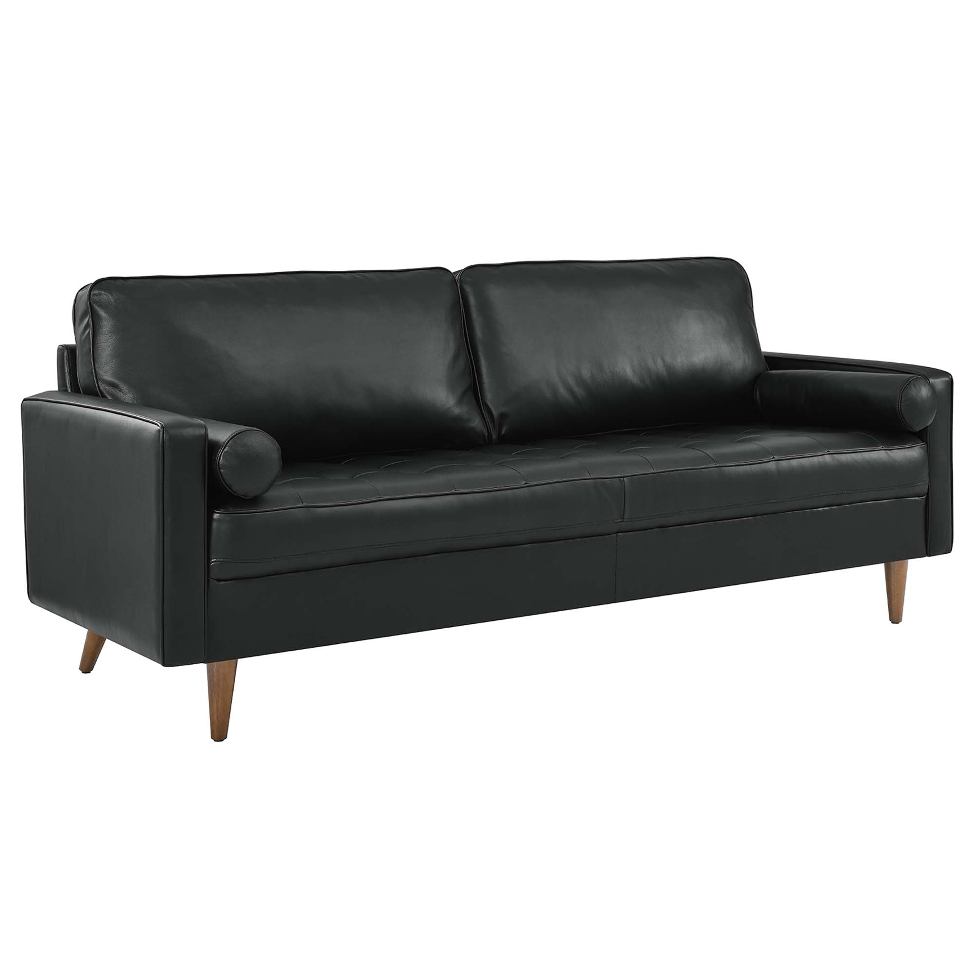 Valour 81" Leather Sofa, Black