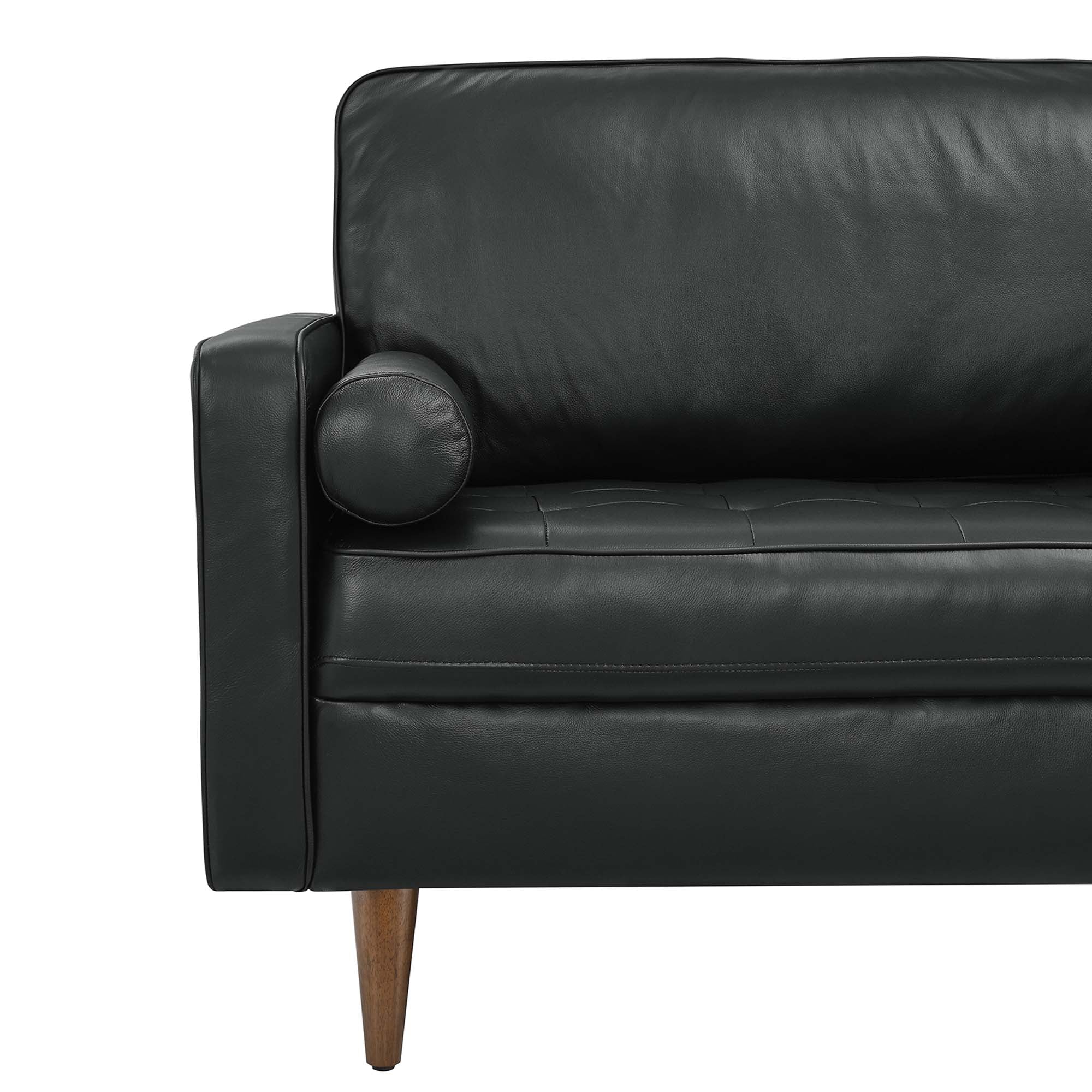 Valour 81" Leather Sofa, Black