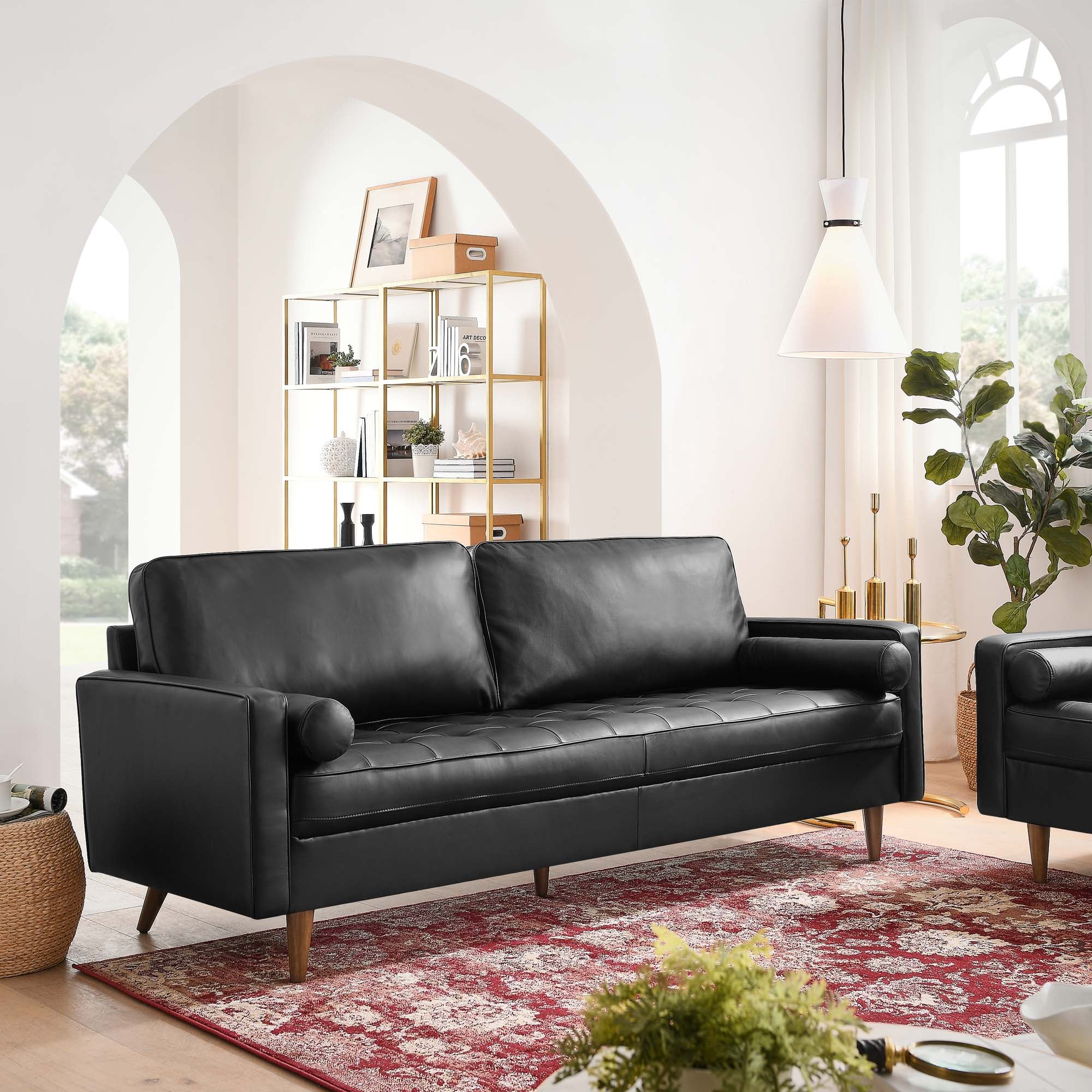 Valour 81" Leather Sofa, Black