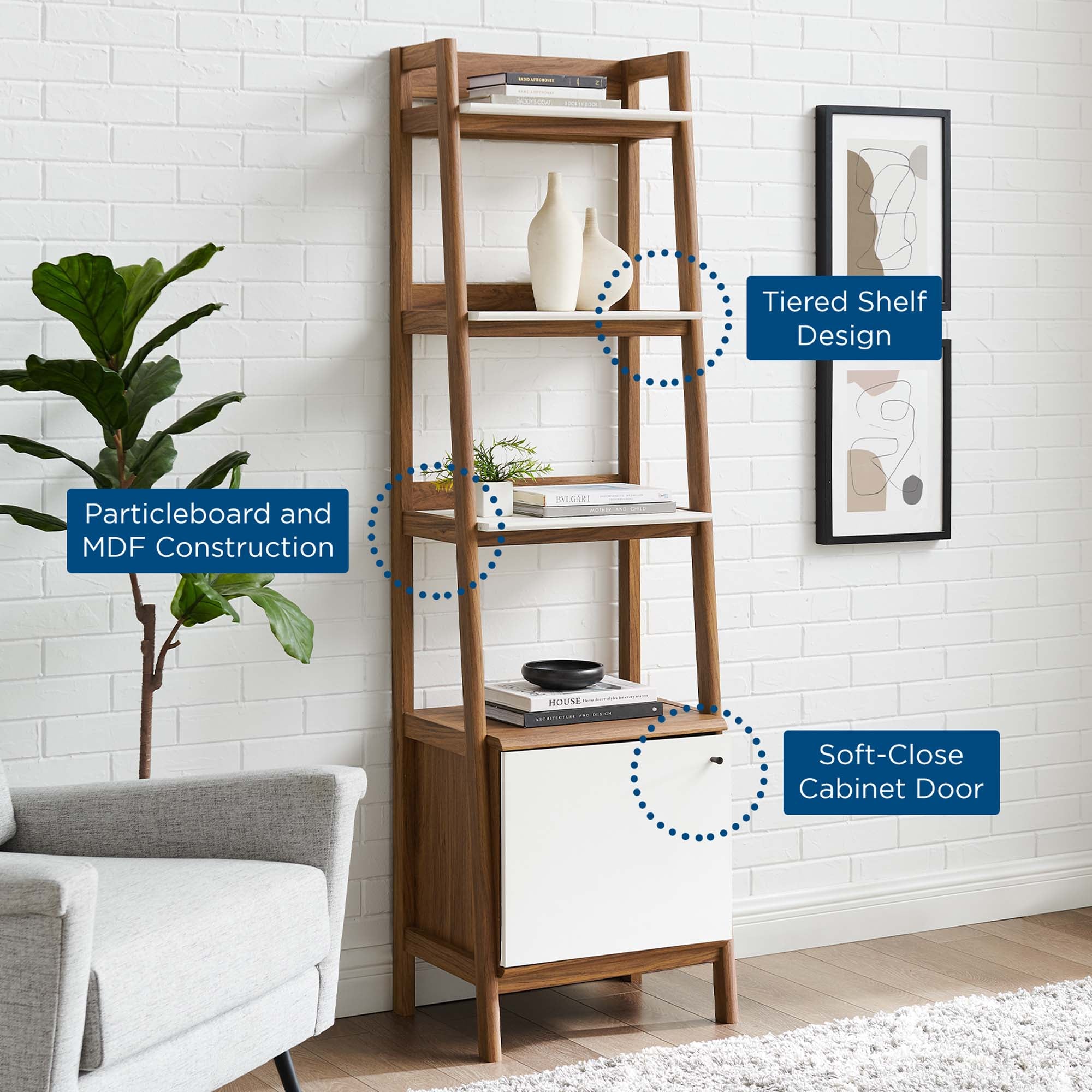 Bixby 21" Bookshelf, Walnut White