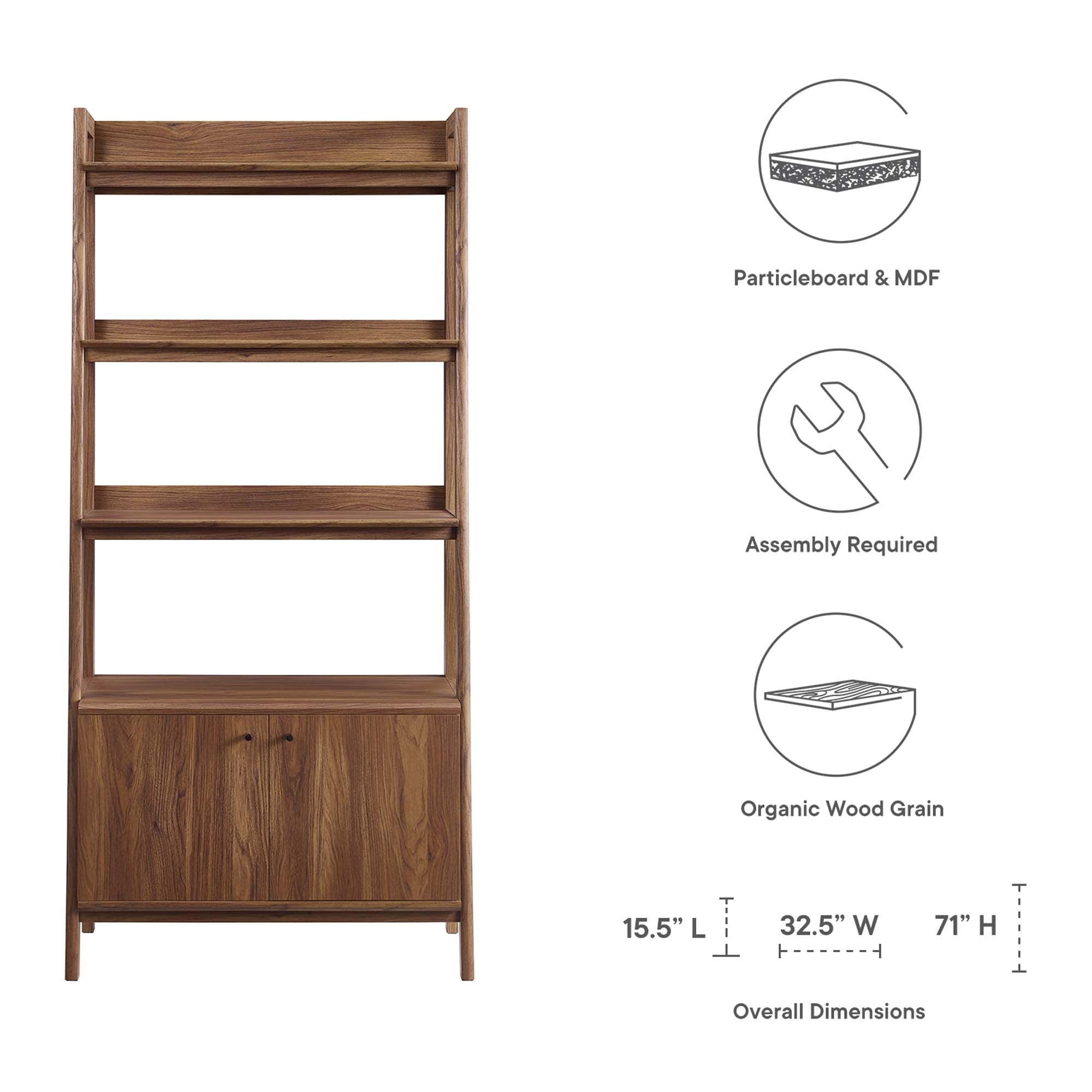 Bixby 33" Bookshelf, Walnut