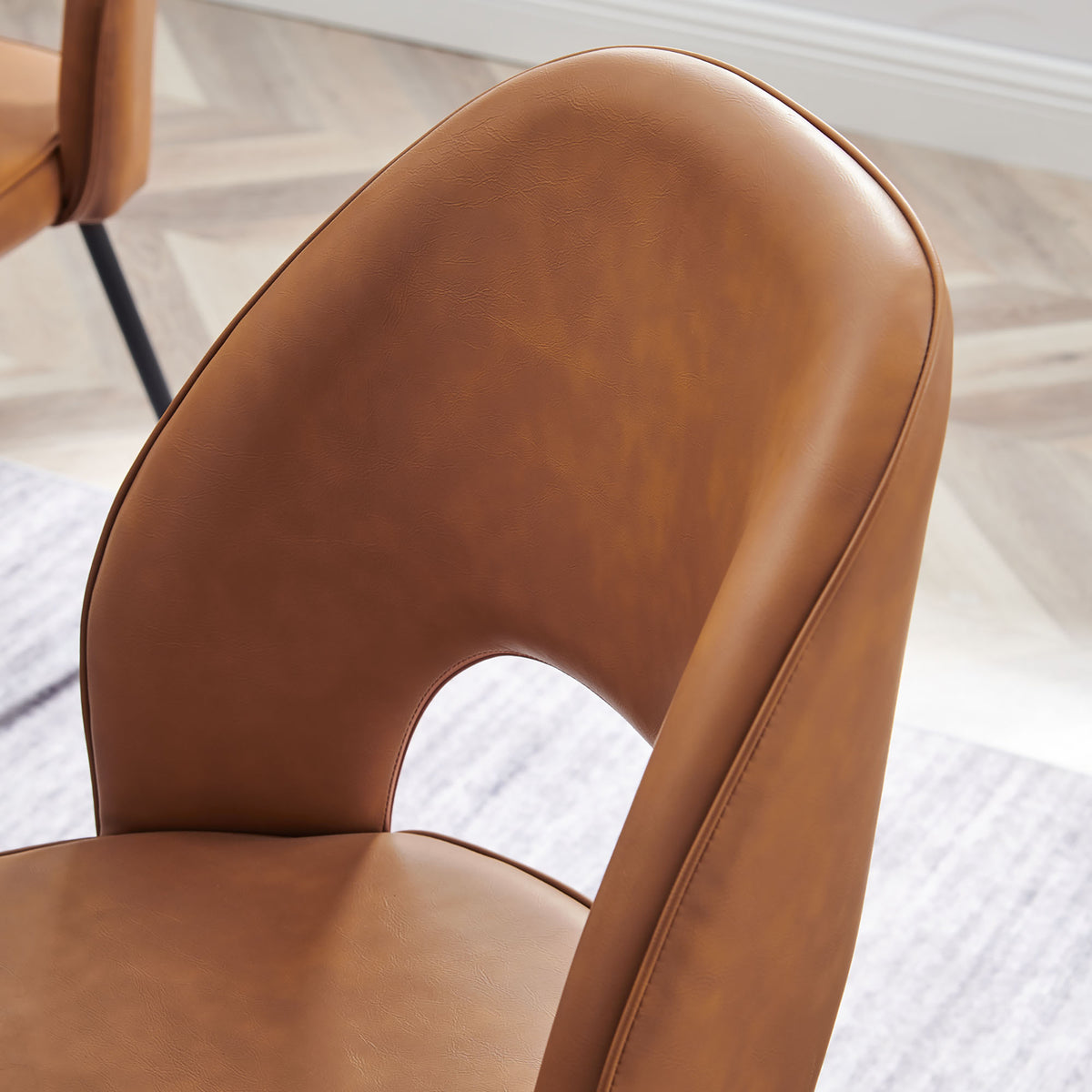 Nico Vegan Leather Dining Chair Set of 2, Black Tan