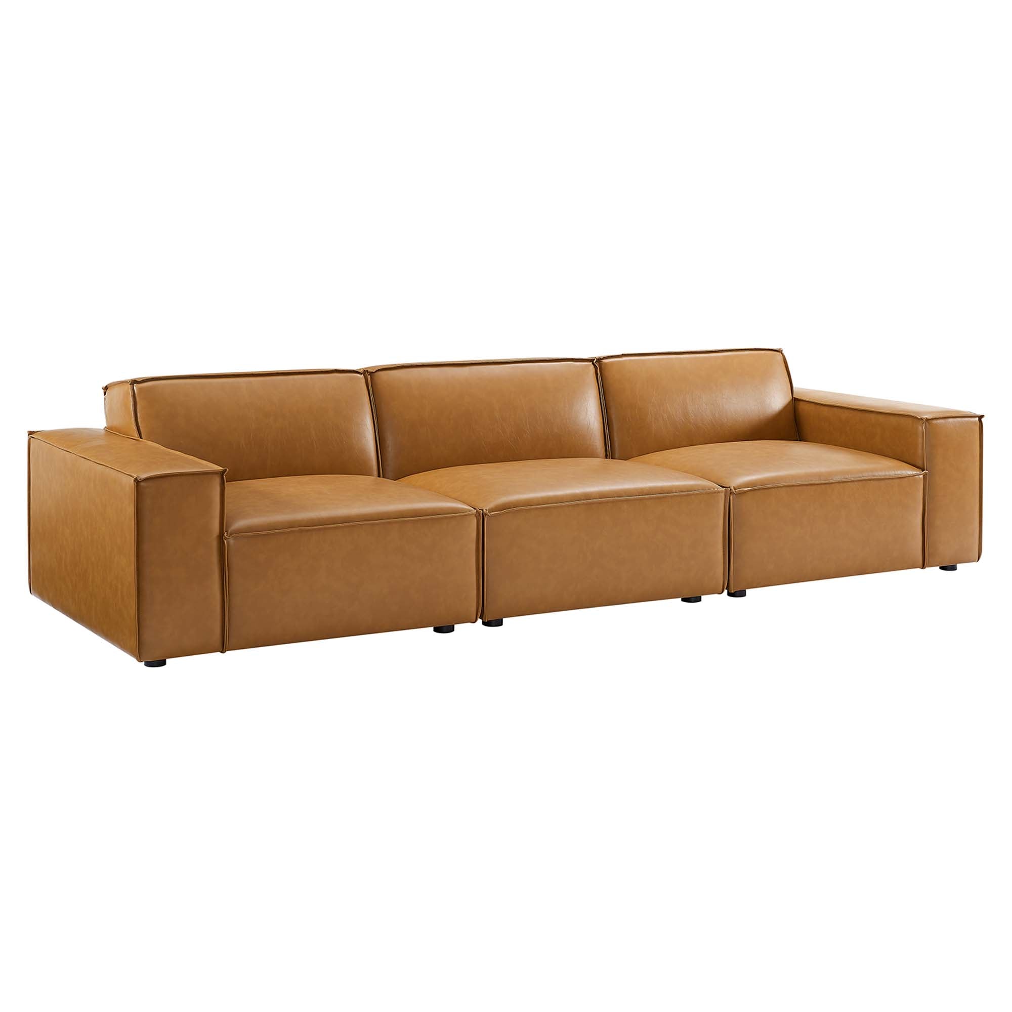 Restore 3-Piece Vegan Leather Sofa, Tan