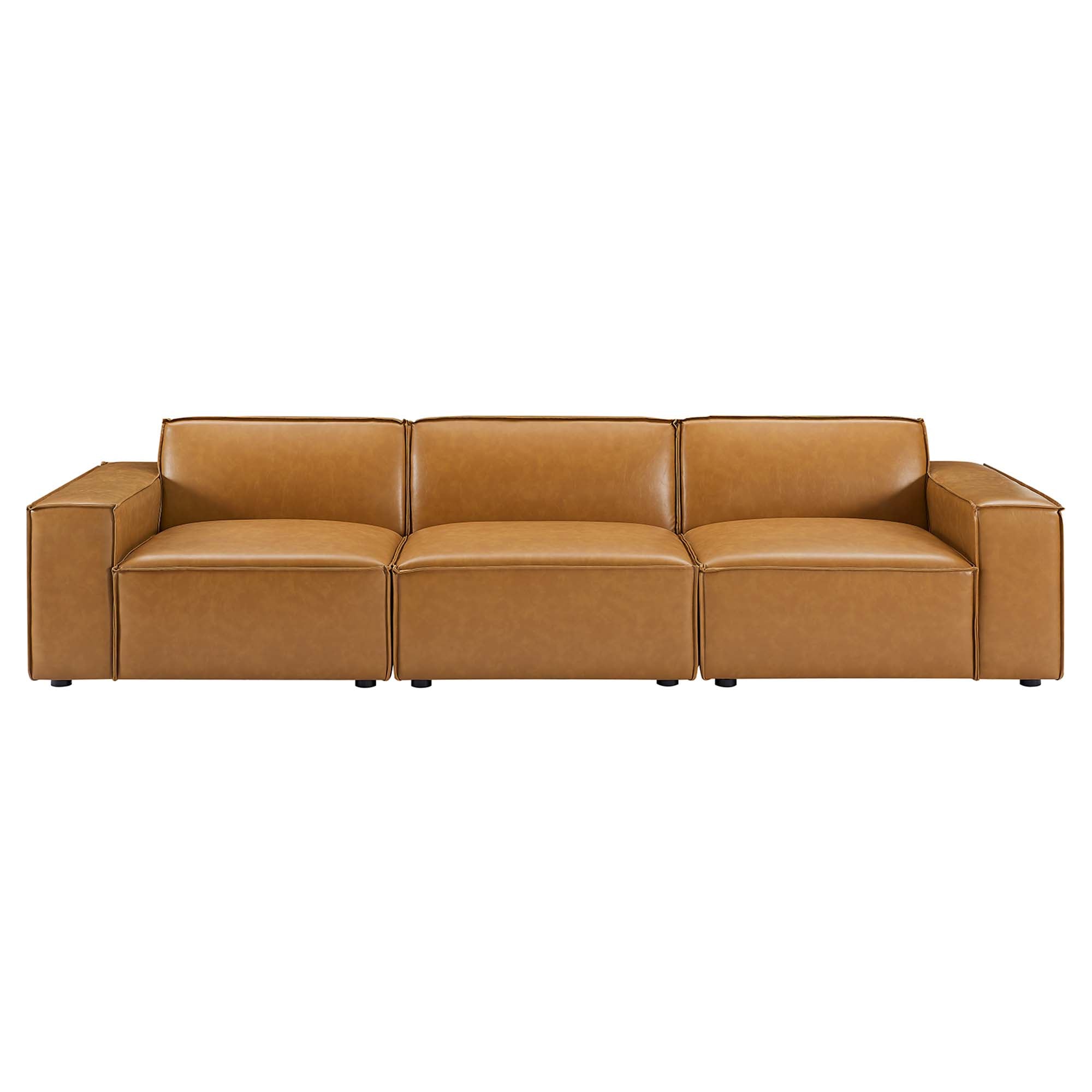 Restore 3-Piece Vegan Leather Sofa, Tan