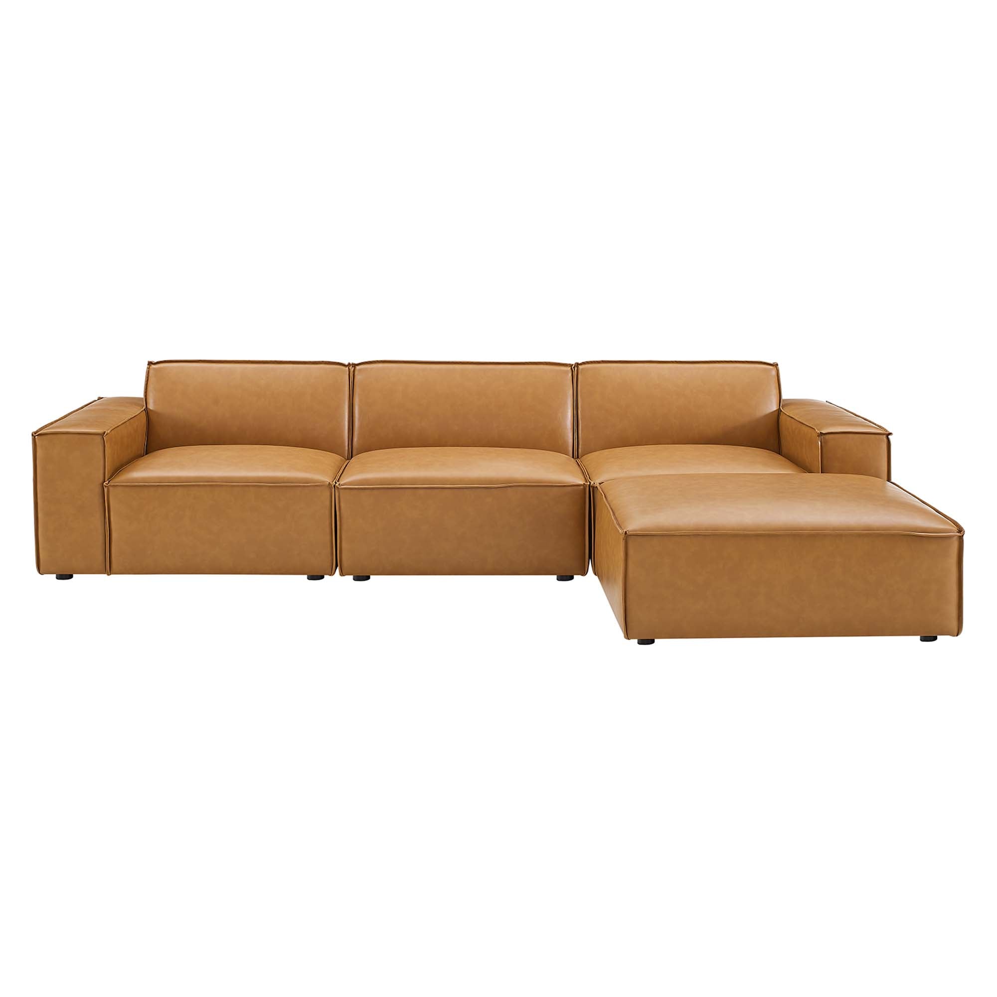 Restore 4-Piece Vegan Leather Sectional Sofa, Tan