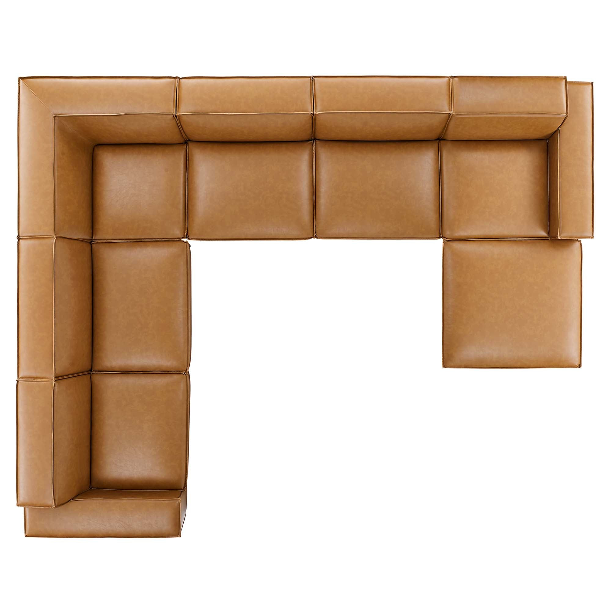 Restore 7-Piece Vegan Leather Sectional Sofa, Tan