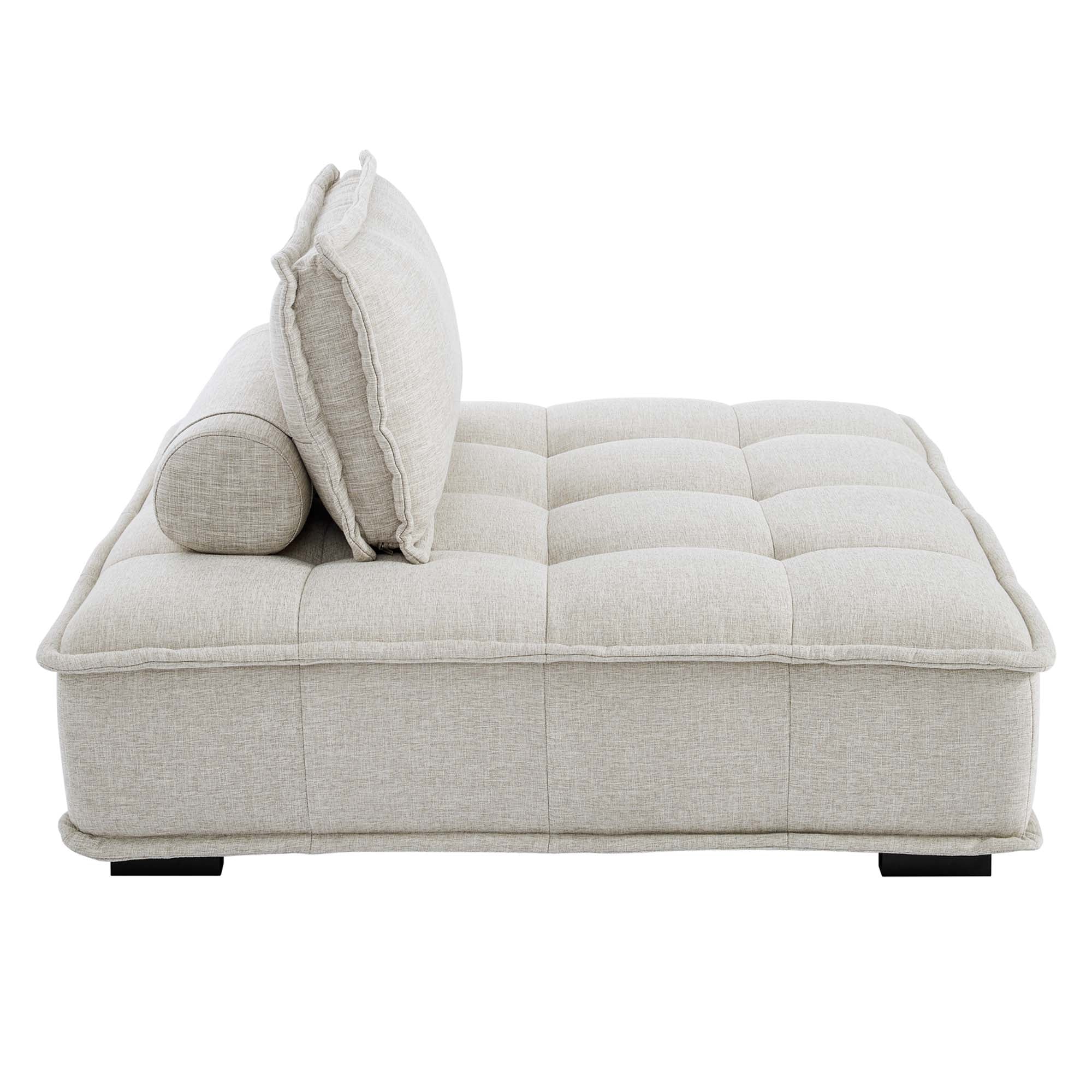 Saunter Tufted Fabric Armless Chair, Beige
