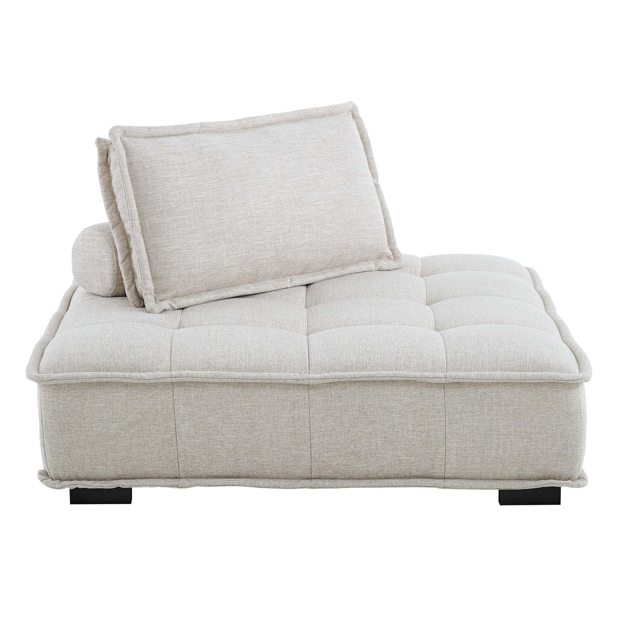 Saunter Tufted Fabric Armless Chair, Beige