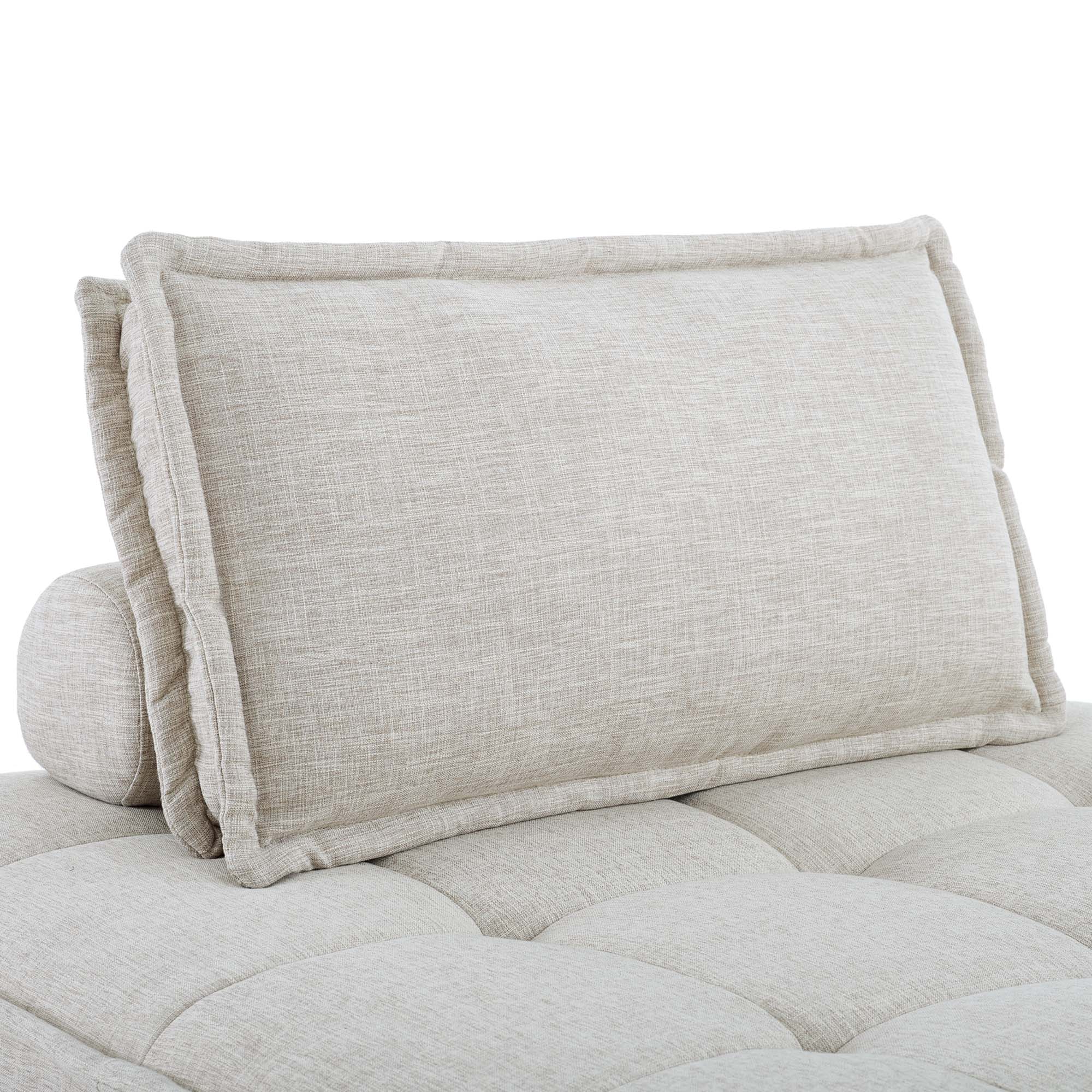 Saunter Tufted Fabric Armless Chair, Beige