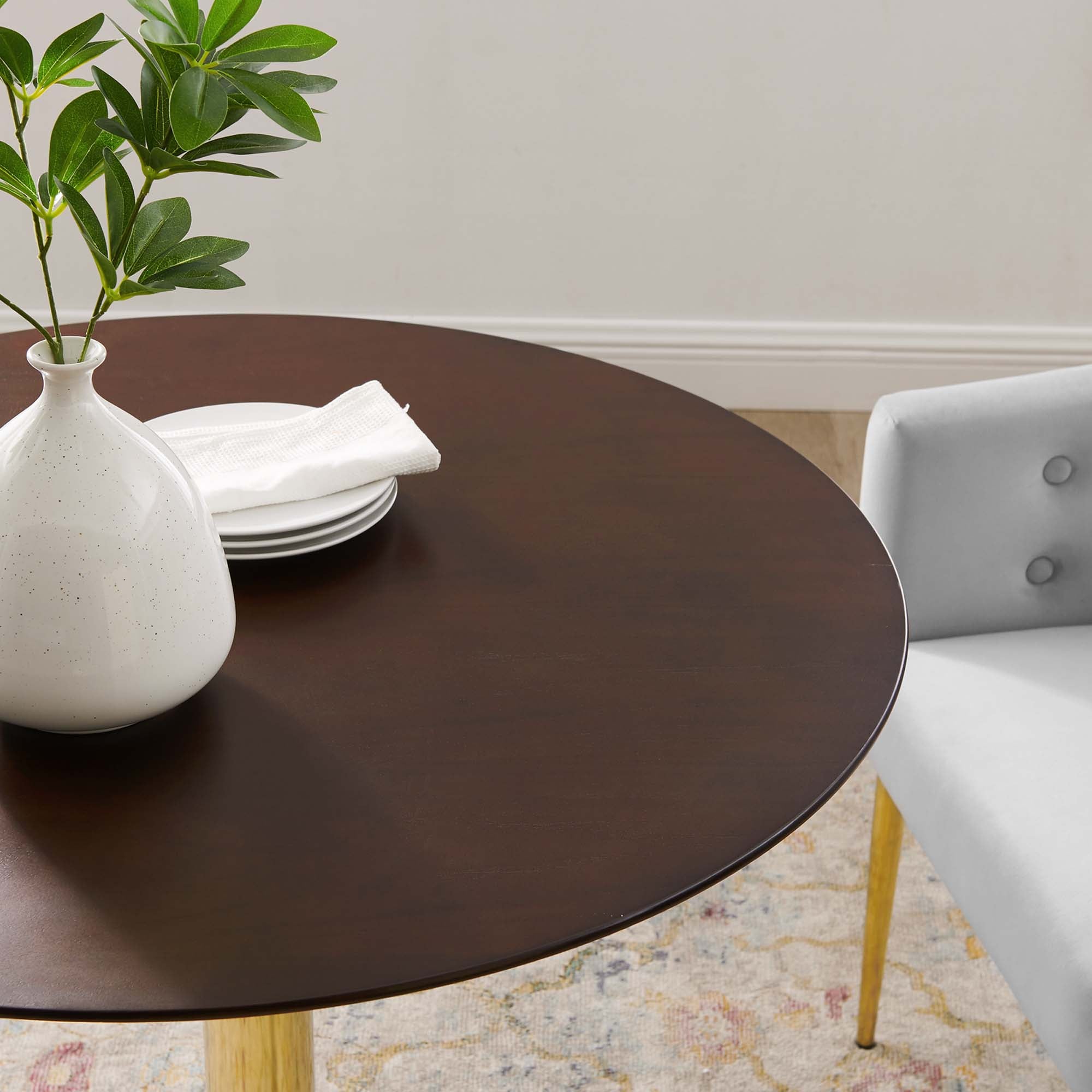 Verne 35" Dining Table, Gold Cherry Walnut