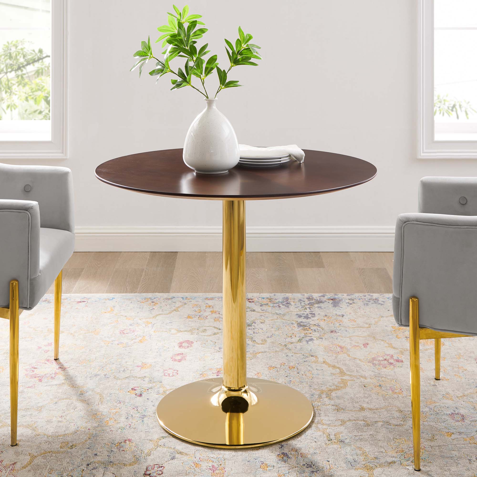 Verne 35" Dining Table, Gold Cherry Walnut