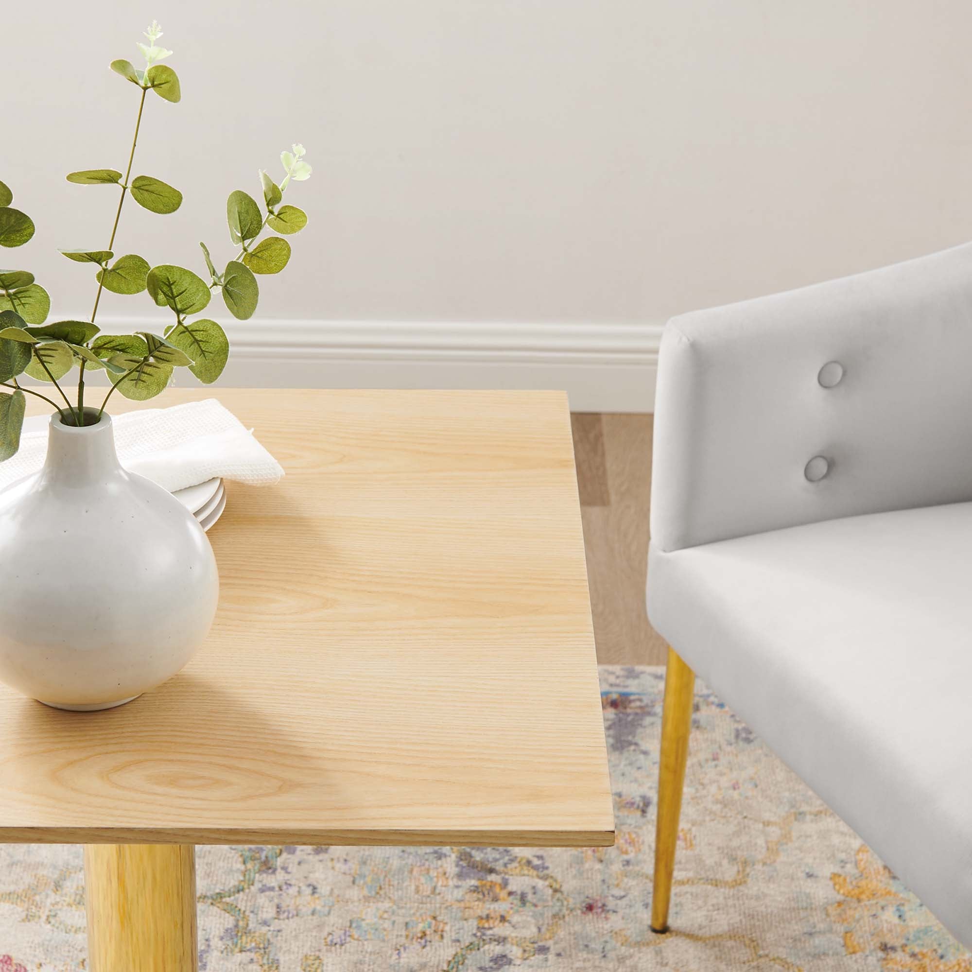 Verne 24" Square Dining Table, Gold Natural