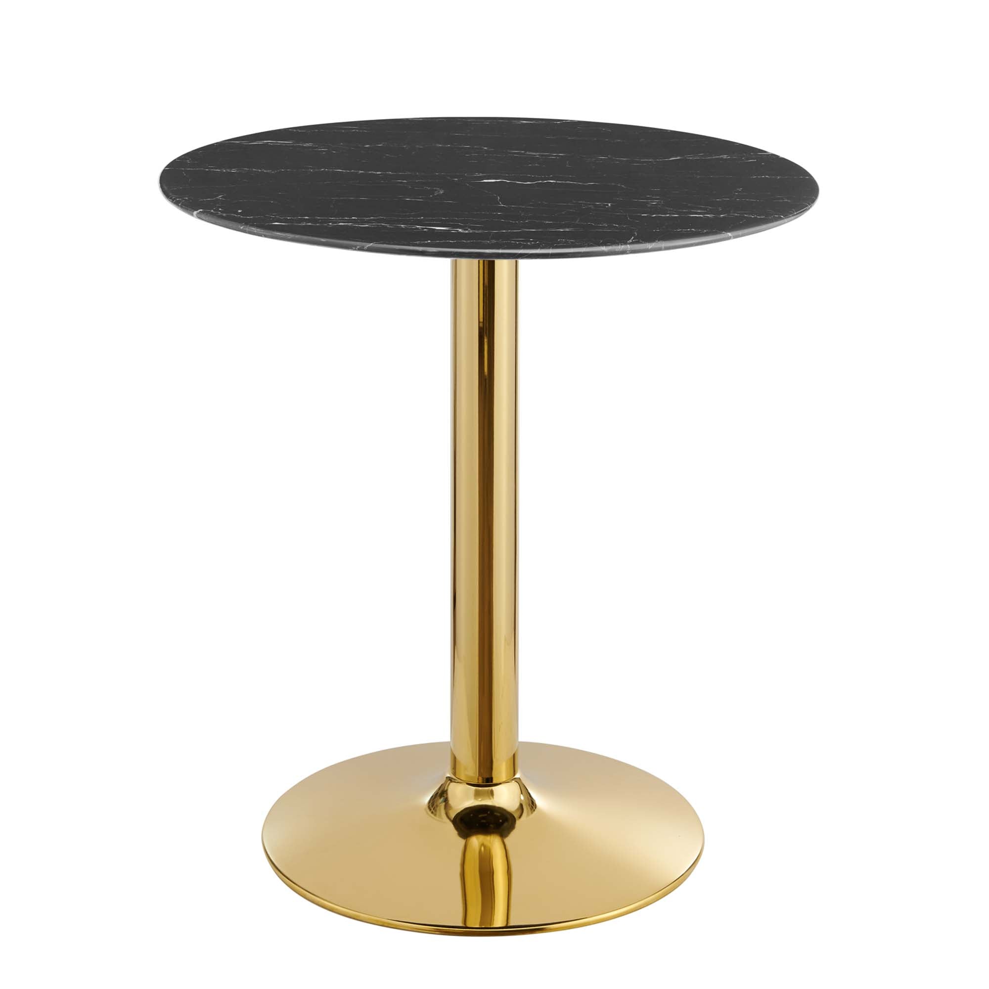 Verne 28" Artificial Marble Dining Table, Gold Black