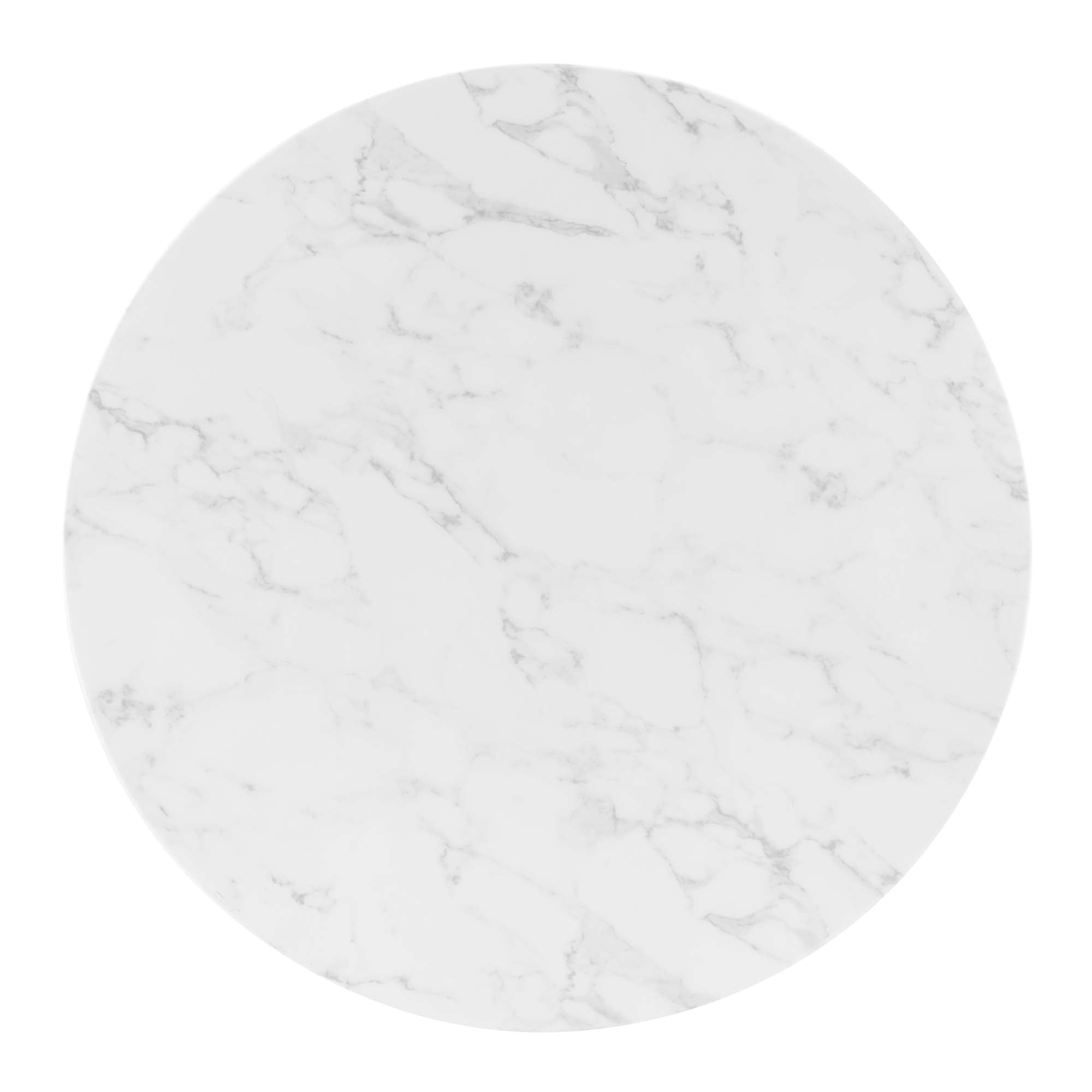 Verne 40" Artificial Marble Dining Table, Gold White