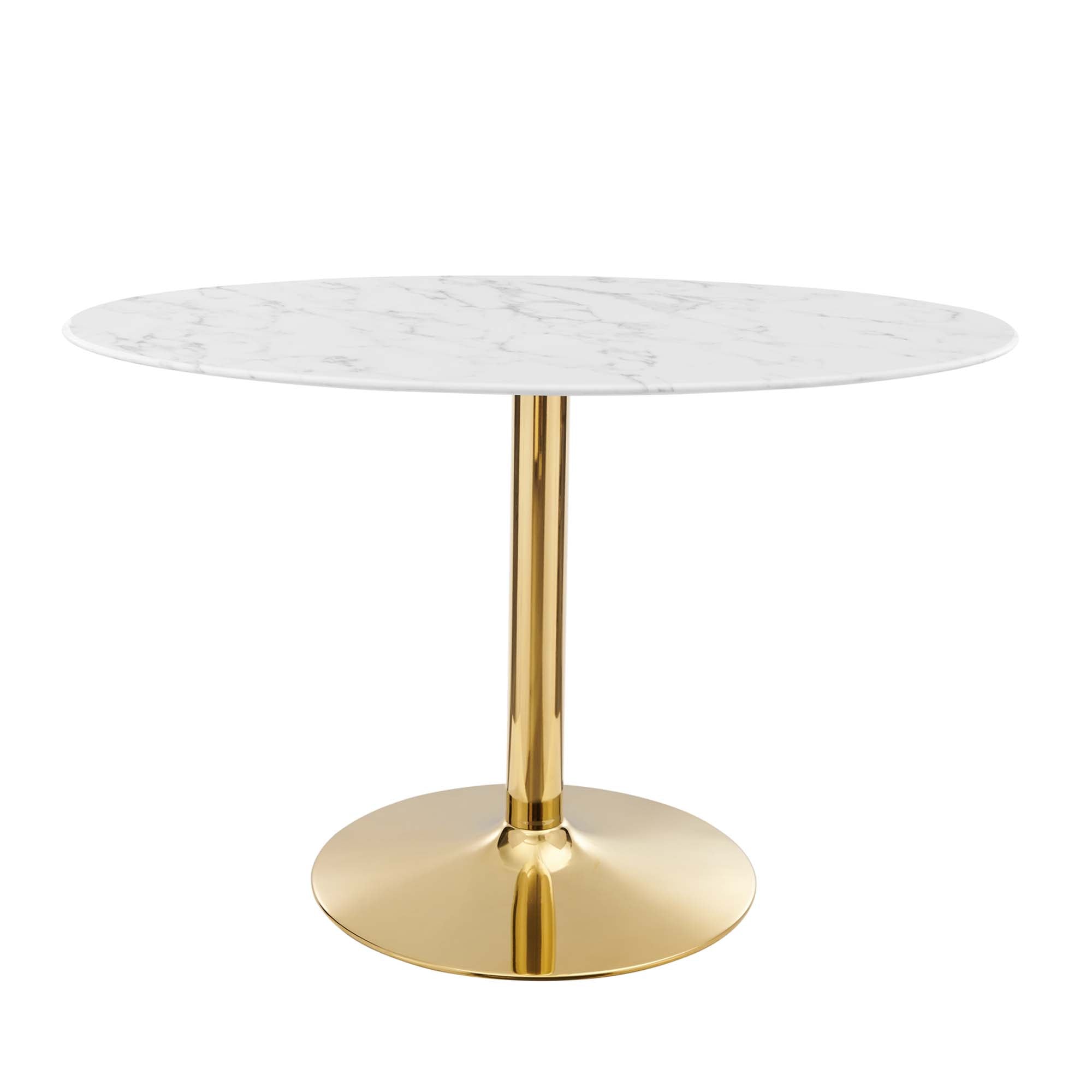 Verne 48" Oval Artificial Marble Dining Table, Gold White