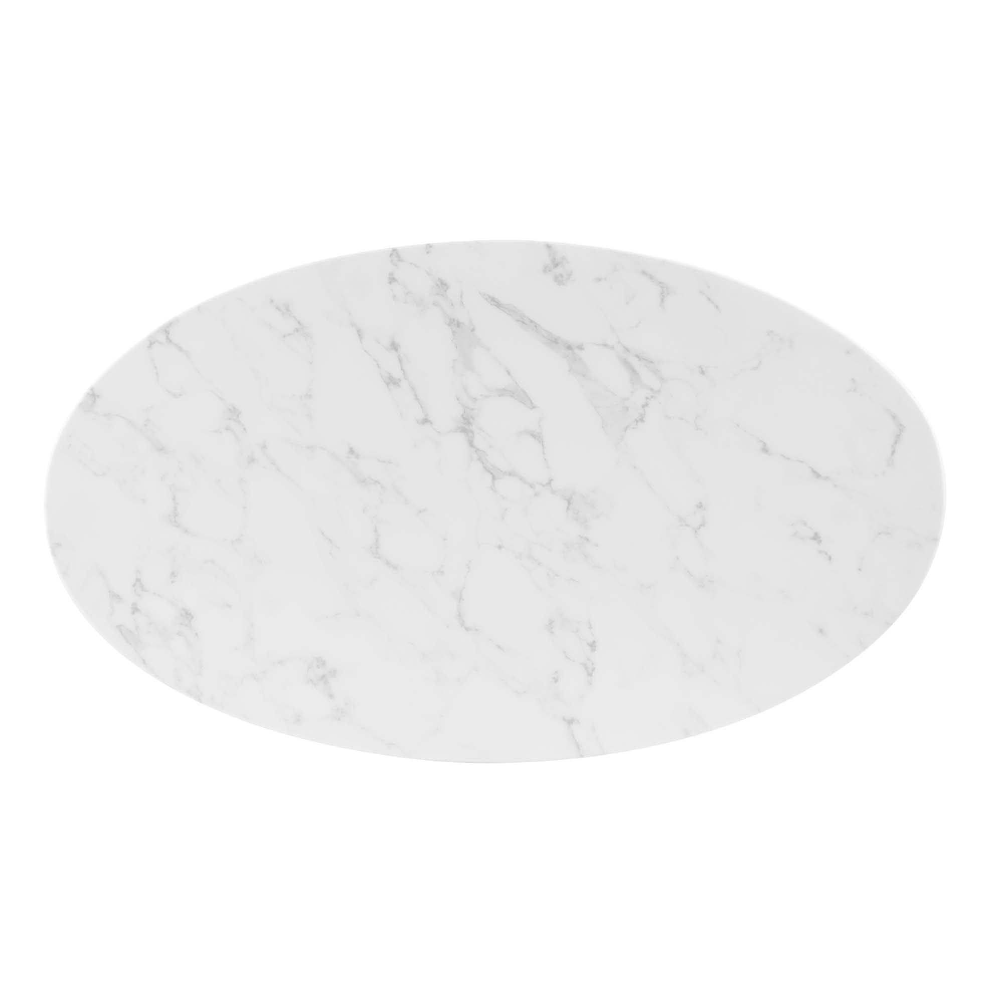 Verne 48" Oval Artificial Marble Dining Table, Gold White