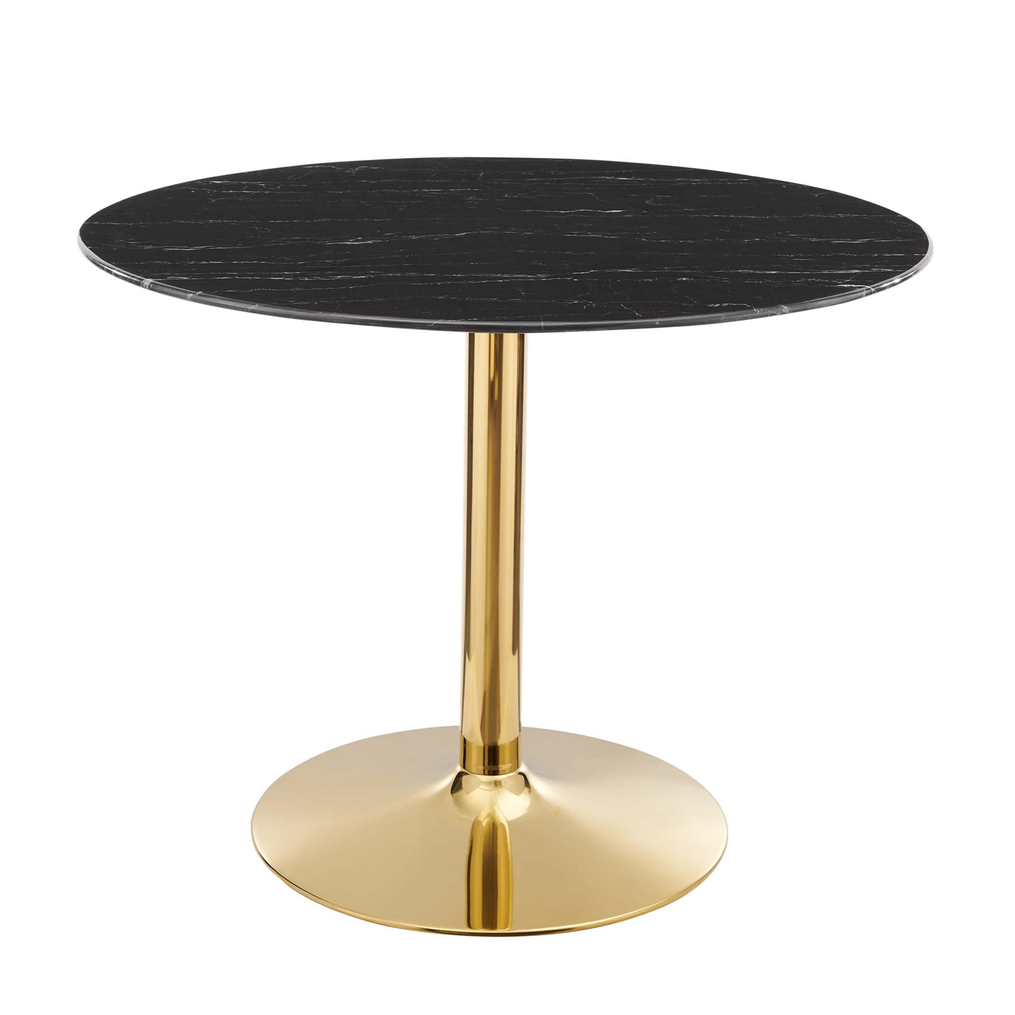 Verne 40" Artificial Marble Dining Table, Gold Black