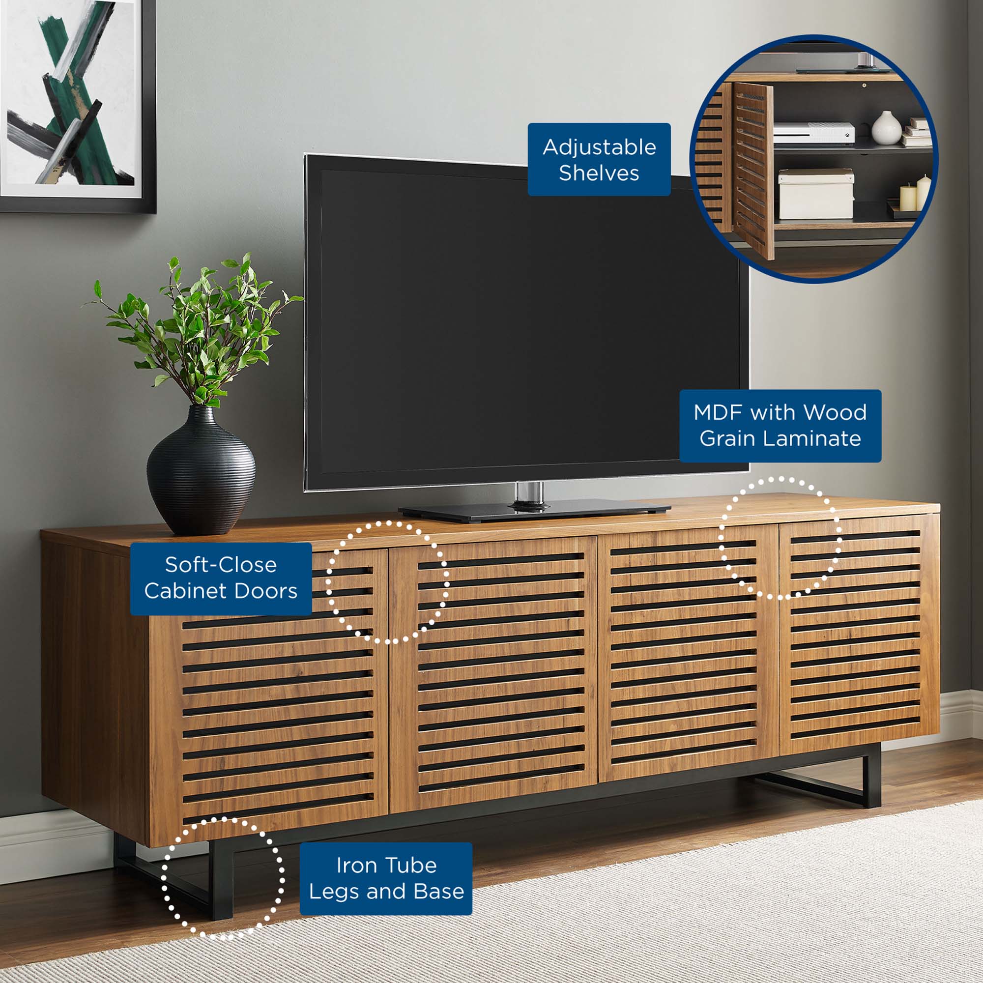 Parker 73" TV Stand, Walnut