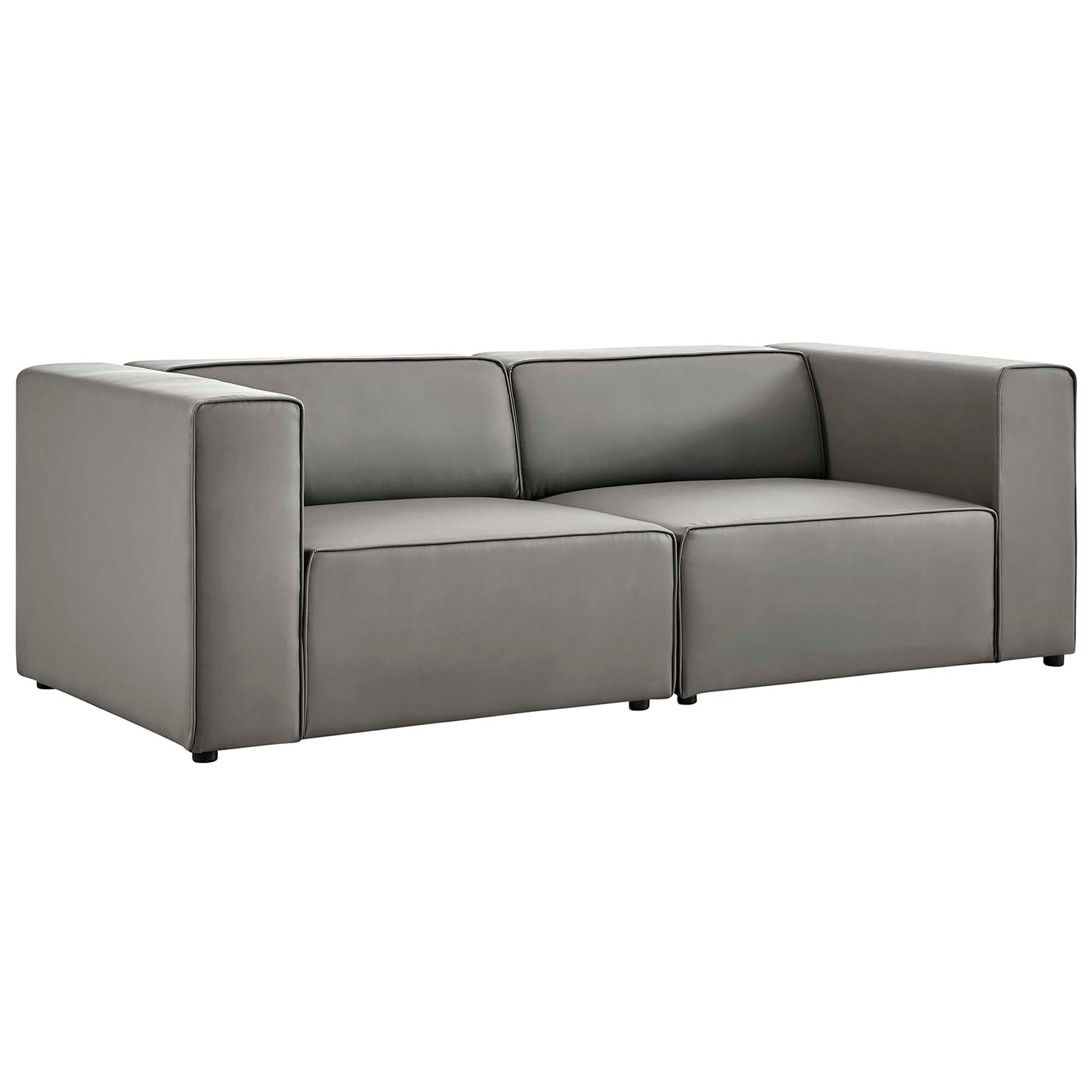 Mingle 2-Piece Vegan Leather Sectional Sofa Loveseat, Gray