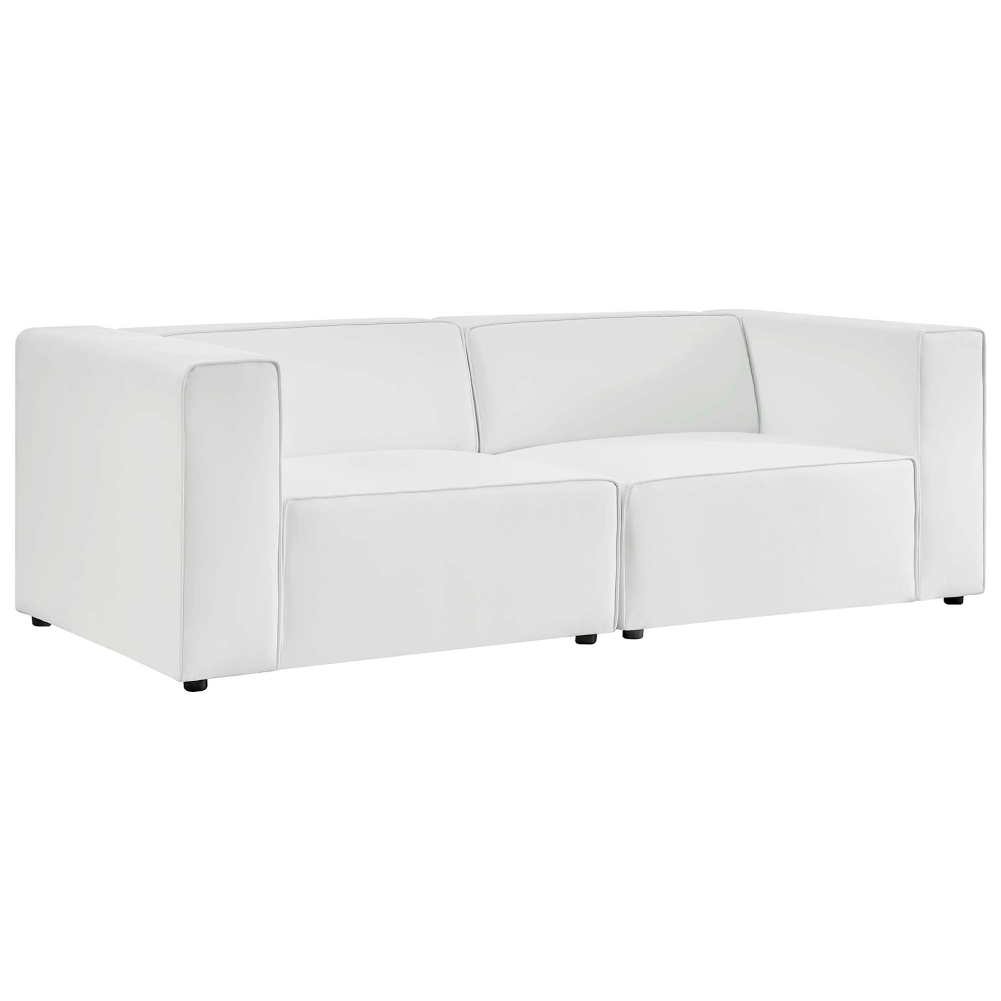 Mingle 2-Piece Vegan Leather Sectional Sofa Loveseat, White