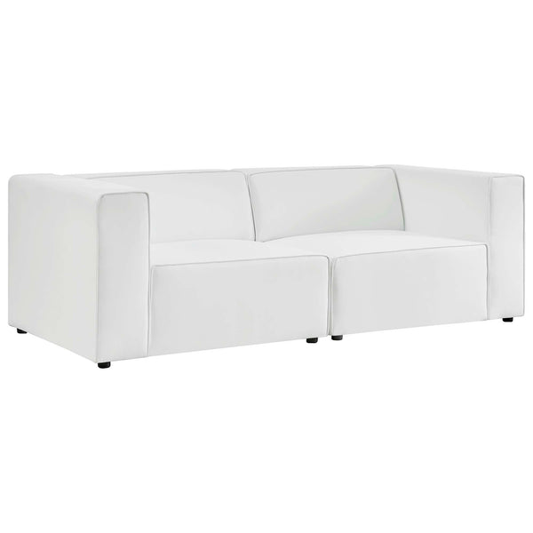 Mingle 2-Piece Vegan Leather Sectional Sofa Loveseat, White