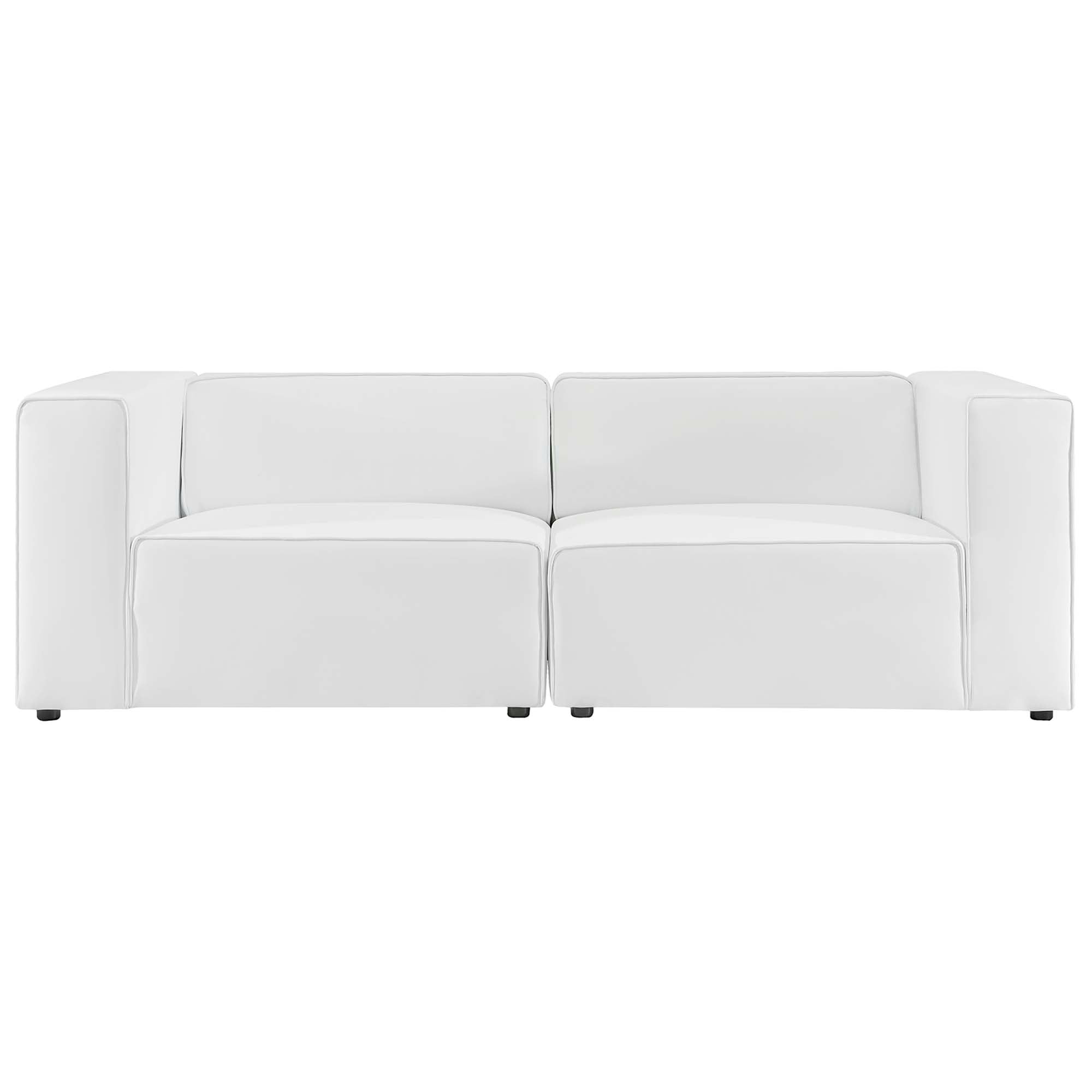 Mingle 2-Piece Vegan Leather Sectional Sofa Loveseat, White