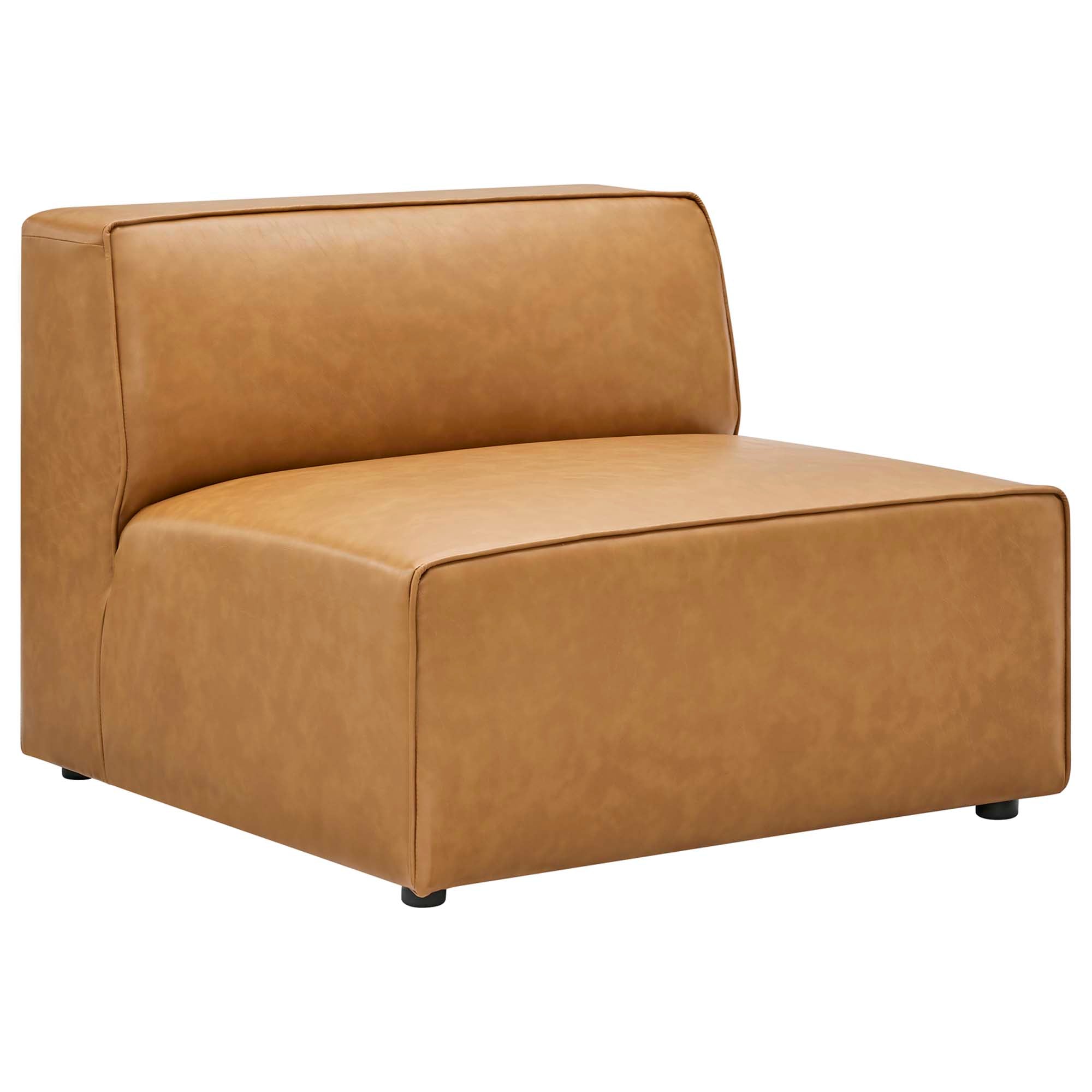 Mingle 3-Piece Vegan Leather Sectional Sofa, Tan