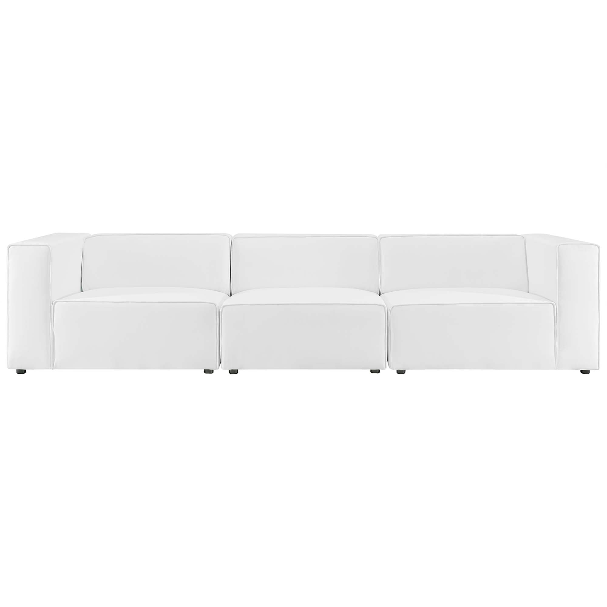 Mingle 3-Piece Vegan Leather Sectional Sofa, White