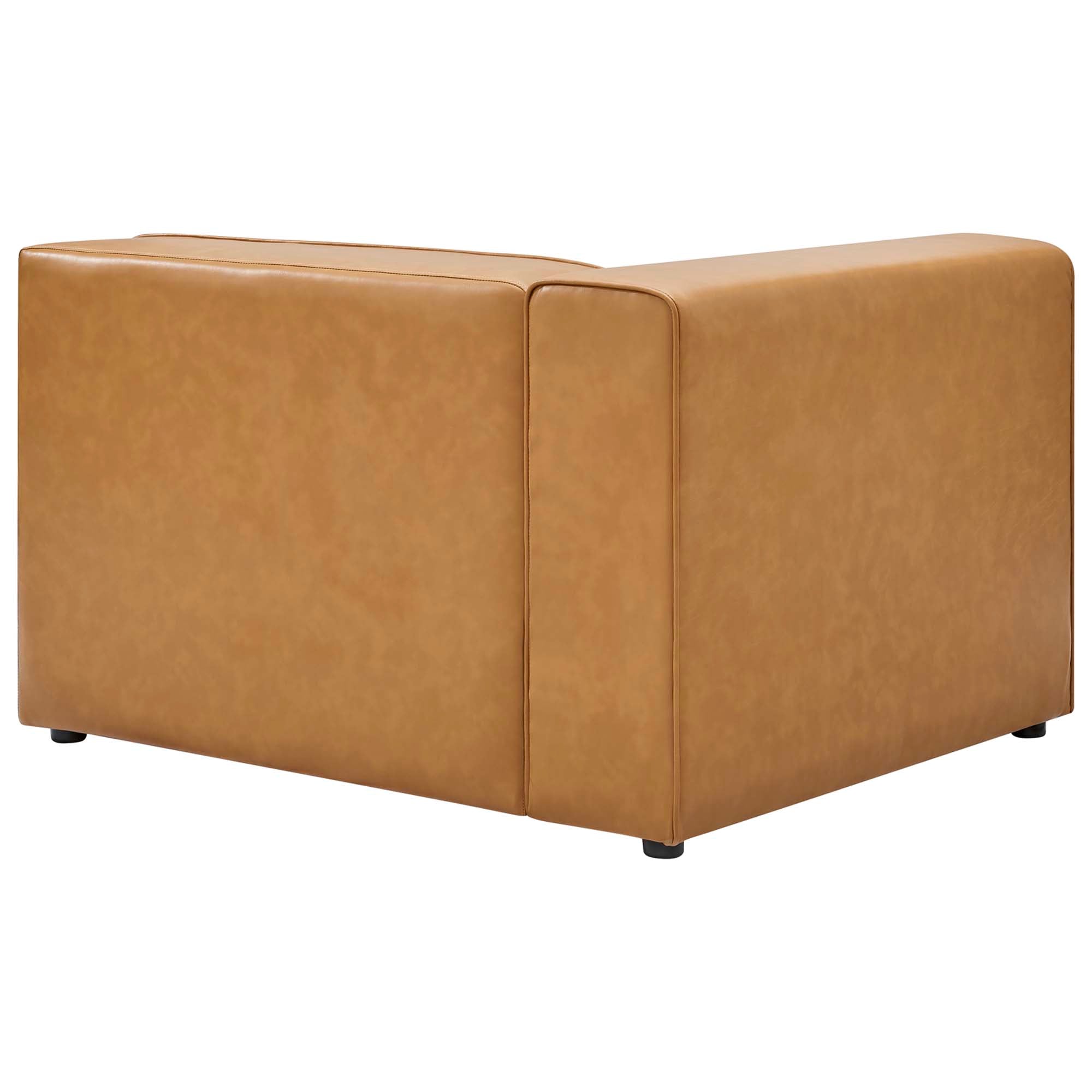 Mingle Vegan Leather Sofa and Ottoman Set, Tan