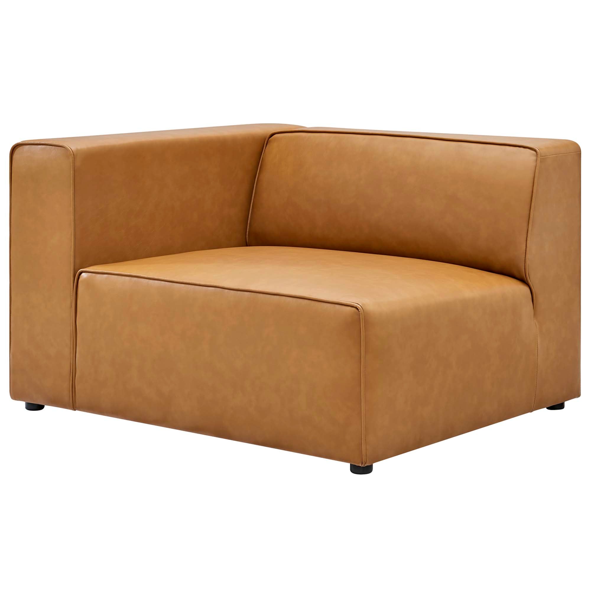 Mingle 4-Piece Vegan Leather Sectional Sofa, Tan