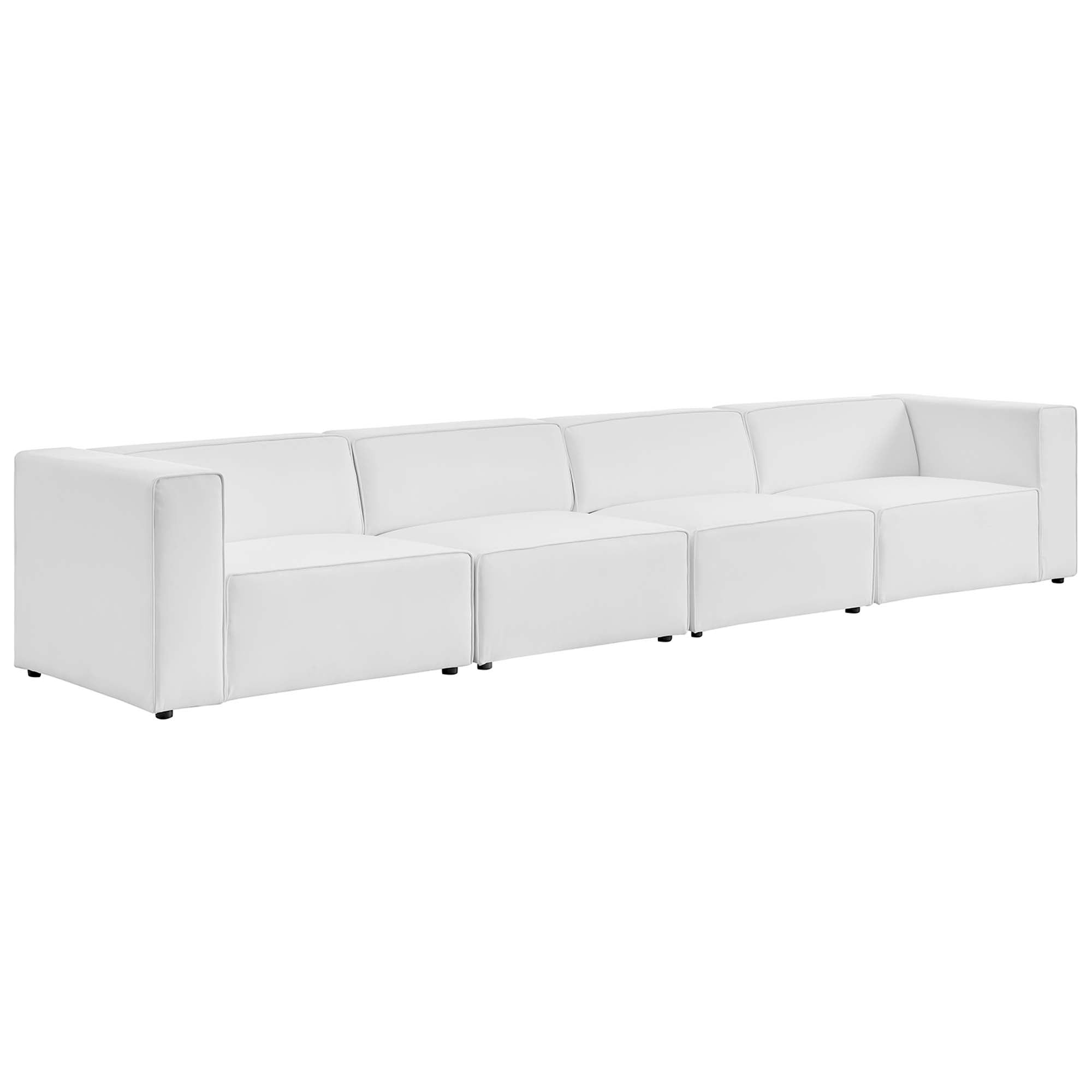 Mingle 4-Piece Vegan Leather Sectional Sofa, White