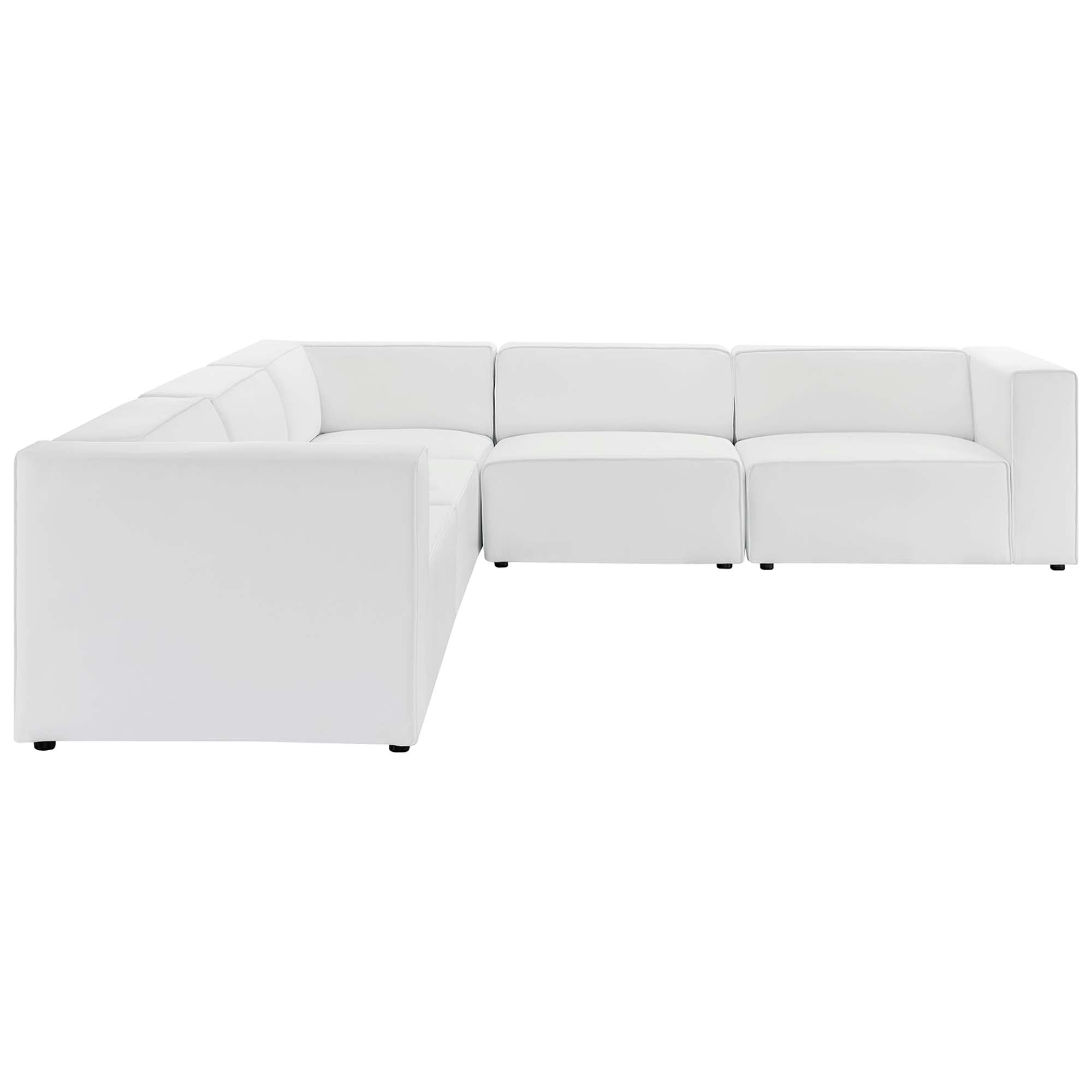 Mingle 5-Piece Vegan Leather Sectional Sofa, White