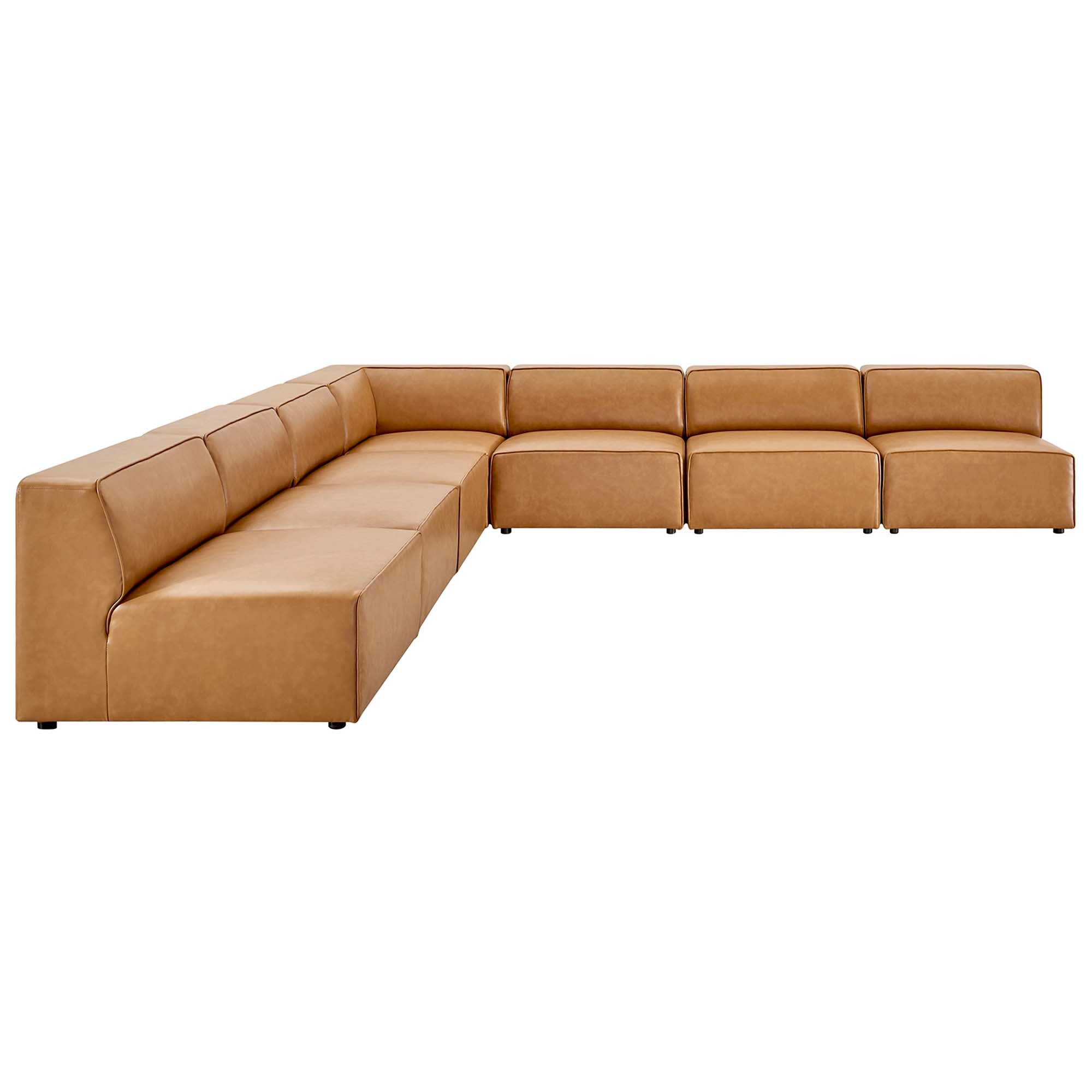 Mingle 7-Piece Vegan Leather Sectional Sofa, Tan