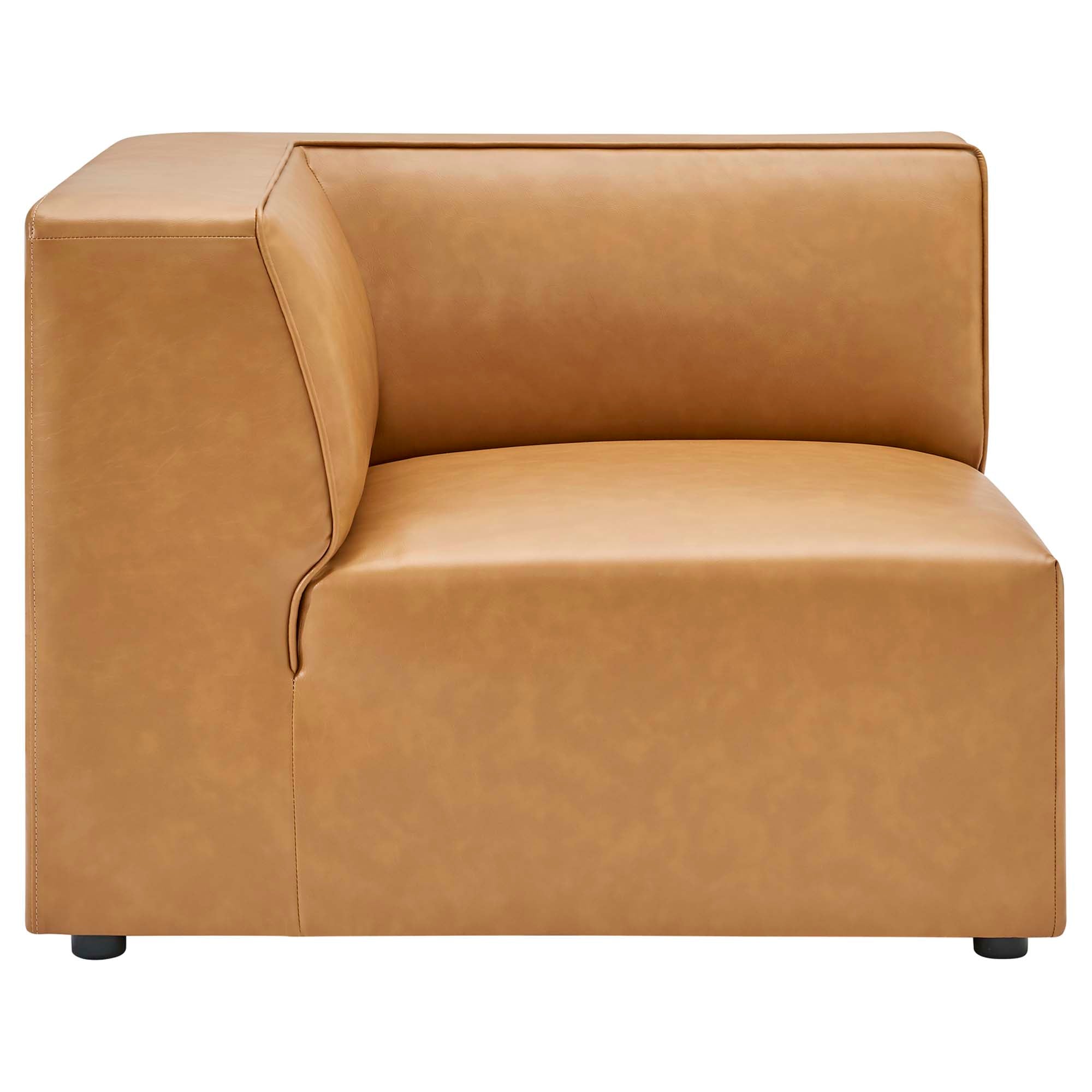 Mingle 7-Piece Vegan Leather Sectional Sofa, Tan