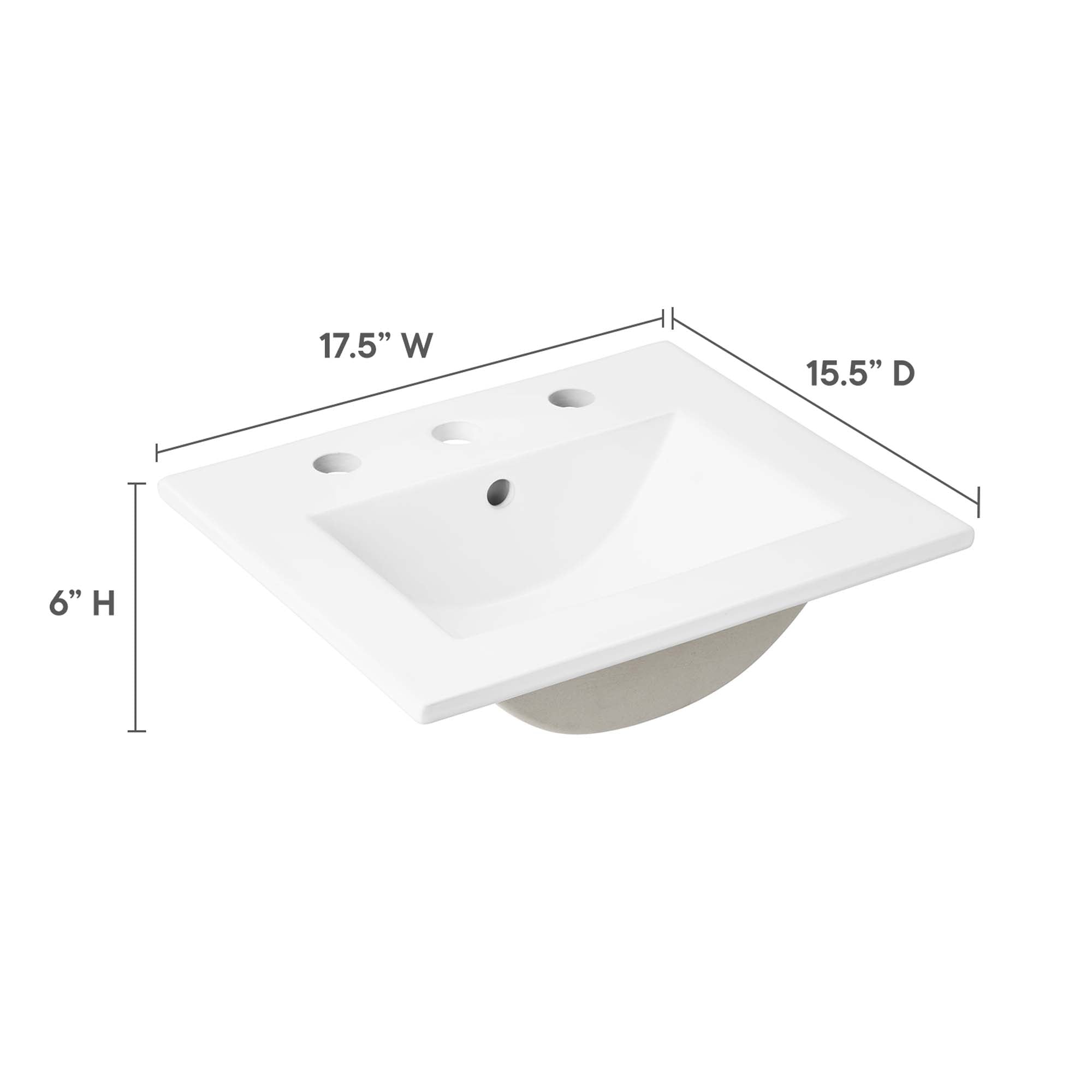 Cayman 18" Bathroom Sink, White