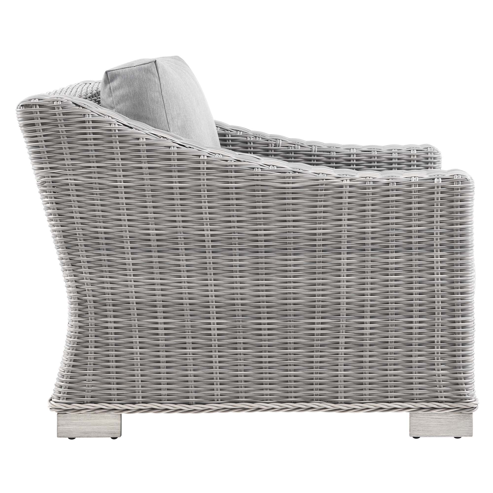 Conway Outdoor Patio Wicker Rattan Armchair, Light Gray Gray