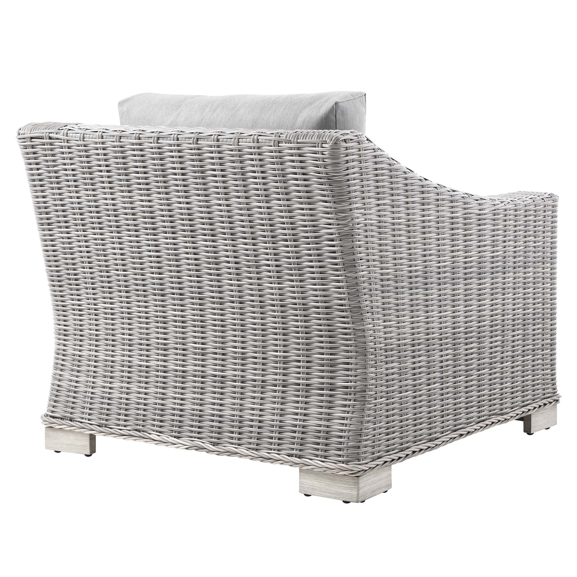 Conway Outdoor Patio Wicker Rattan Armchair, Light Gray Gray