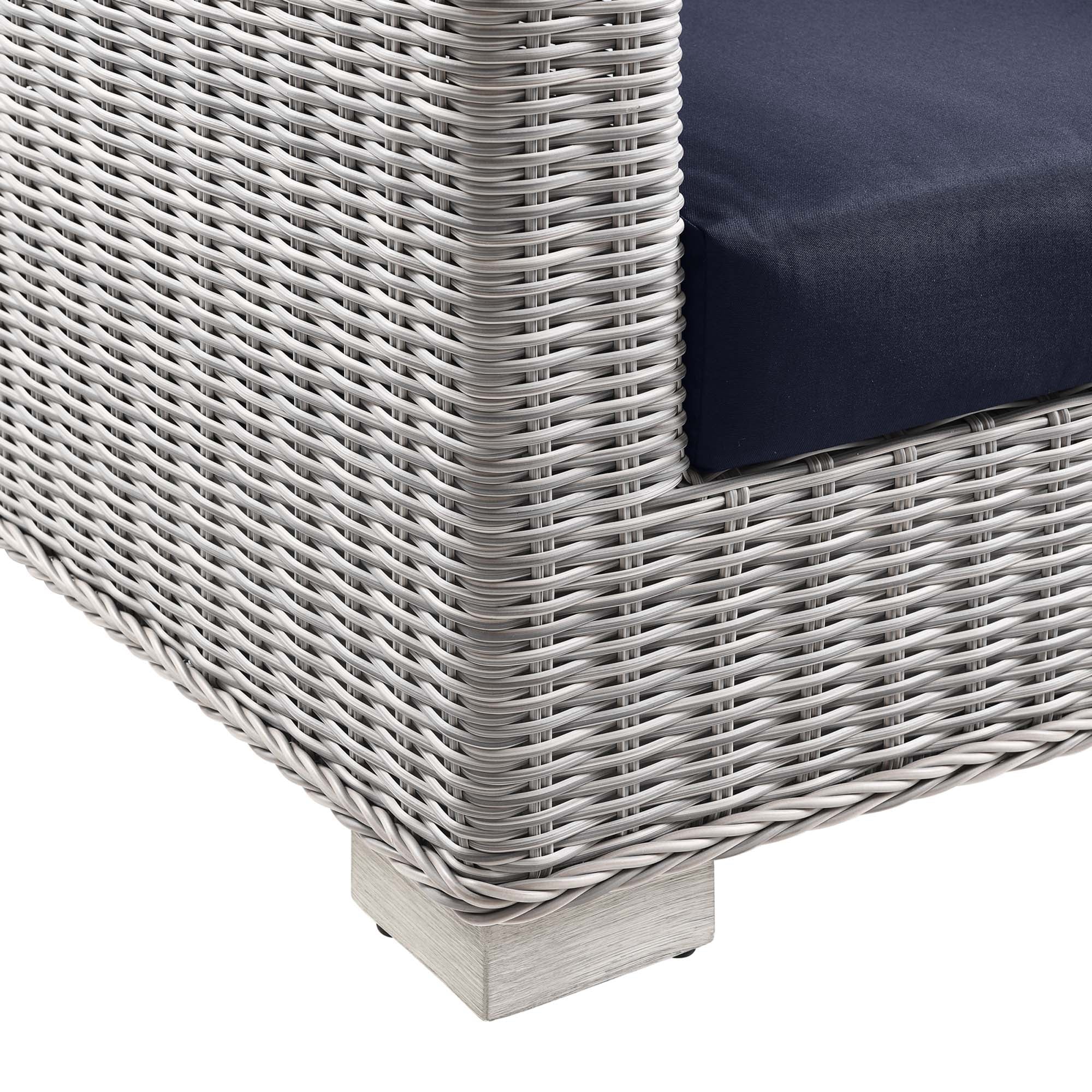Conway Outdoor Patio Wicker Rattan Armchair, Light Gray Navy