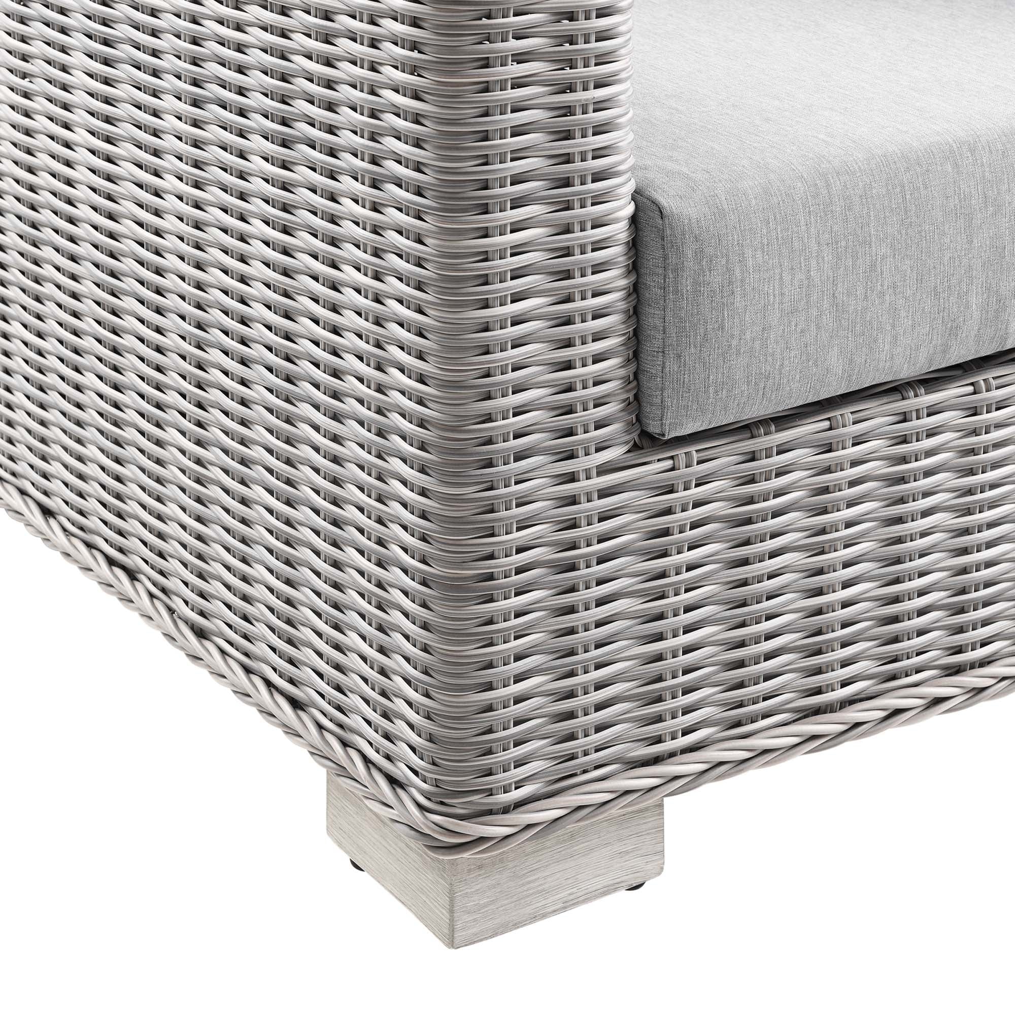 Conway Outdoor Patio Wicker Rattan Loveseat, Light Gray Gray