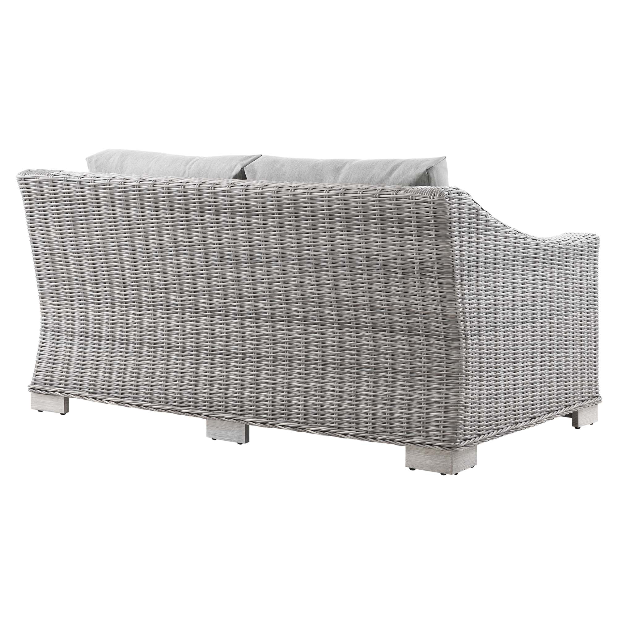 Conway Outdoor Patio Wicker Rattan Loveseat, Light Gray Gray