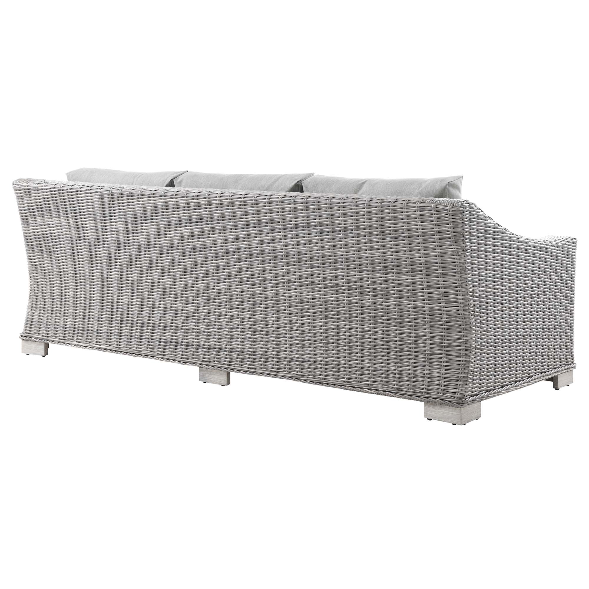 Conway Outdoor Patio Wicker Rattan Sofa, Light Gray Gray