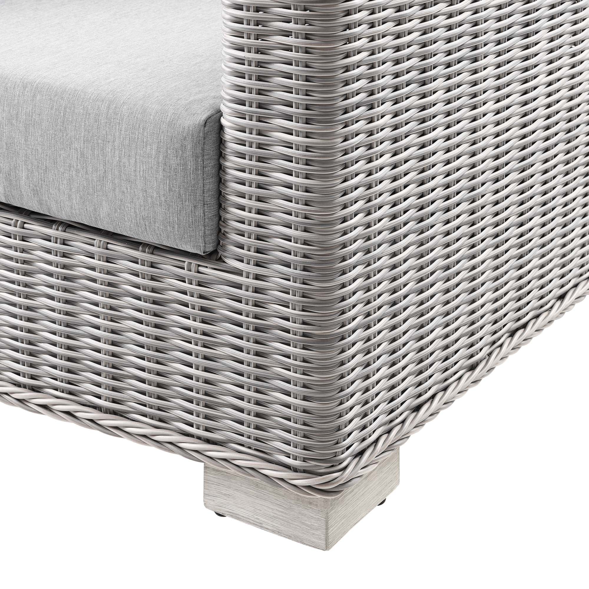 Conway Outdoor Patio Wicker Rattan Sofa, Light Gray Gray