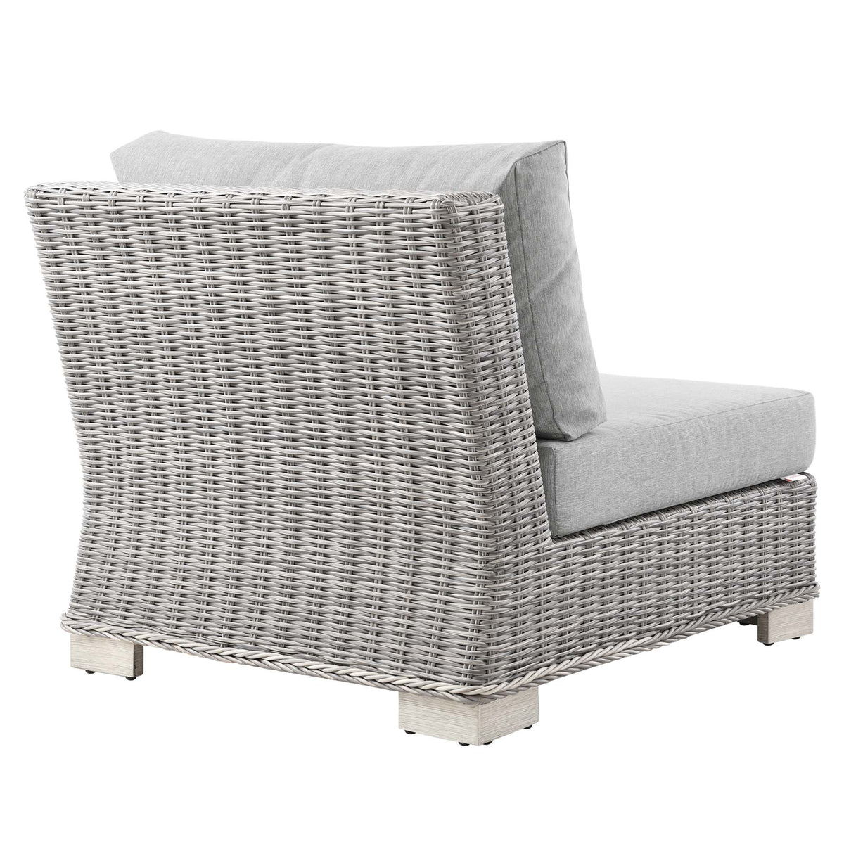 Conway Outdoor Patio Wicker Rattan Armless Chair, Light Gray Gray