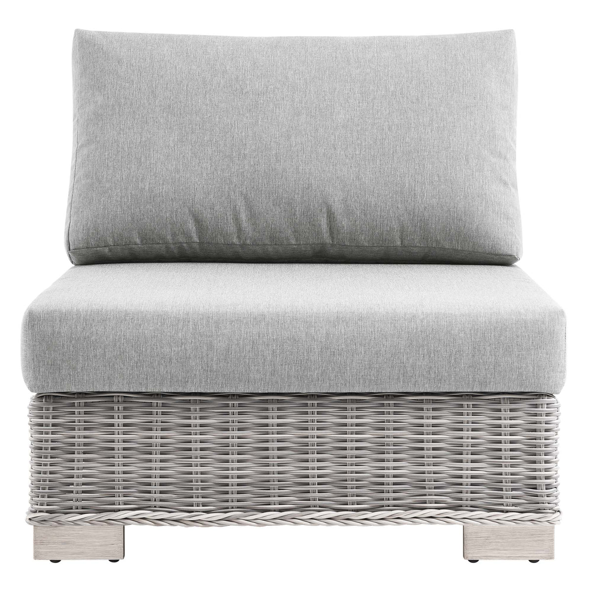 Conway Outdoor Patio Wicker Rattan Armless Chair, Light Gray Gray