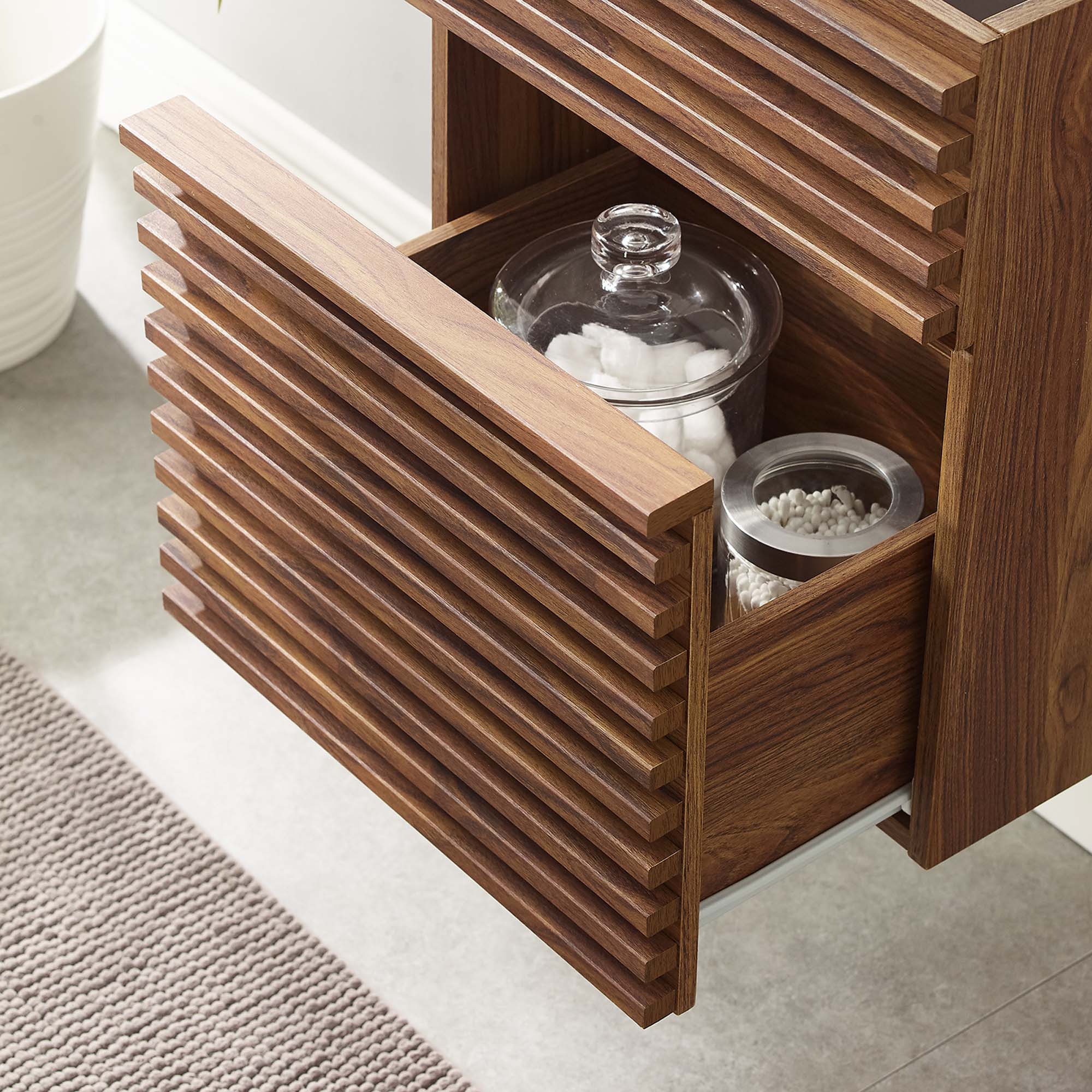 Render 18" Wall-Mount Bathroom Vanity Cabinet (Sink Basin Not Included), Walnut